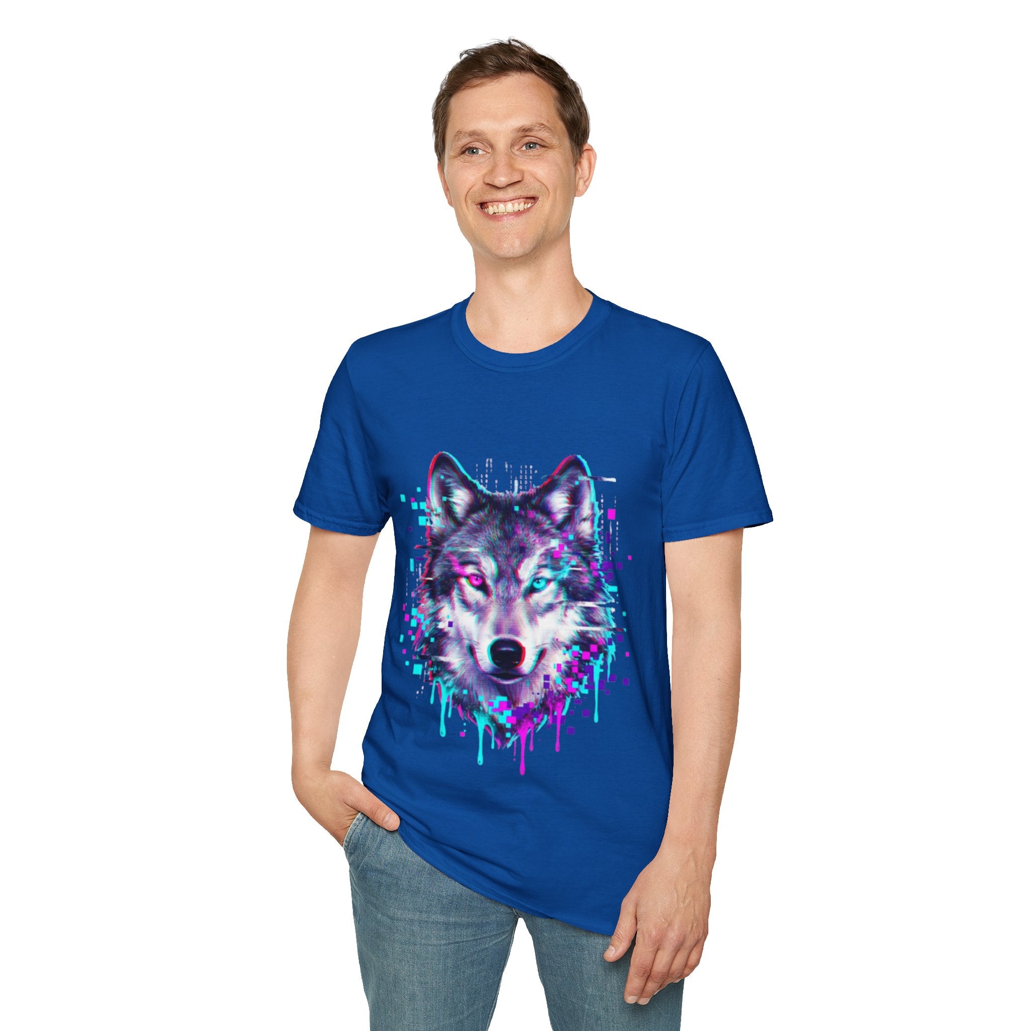 Urban Glitch Wolf Tee - Trendy Streetwear Vibes