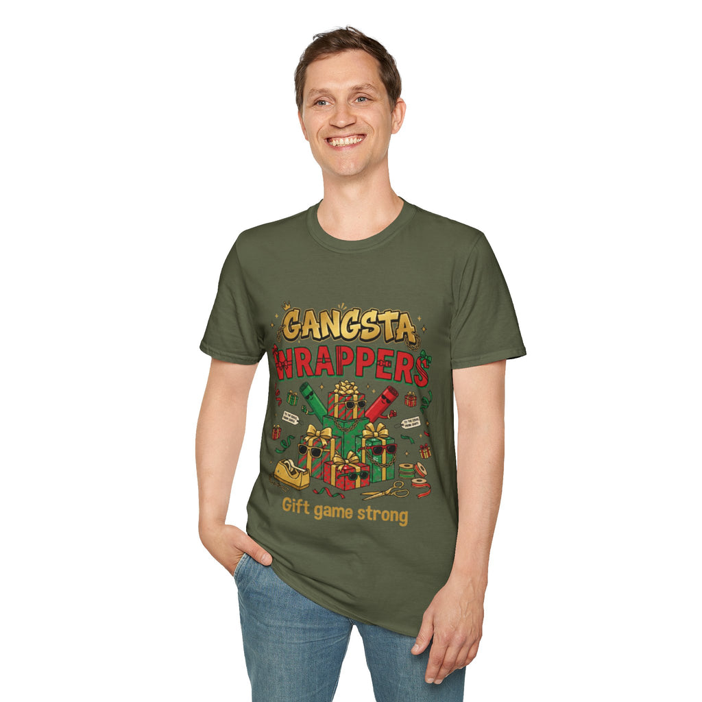 Gangsta Wrappers Crew T-shirt | Funny Christmas Matching Tee