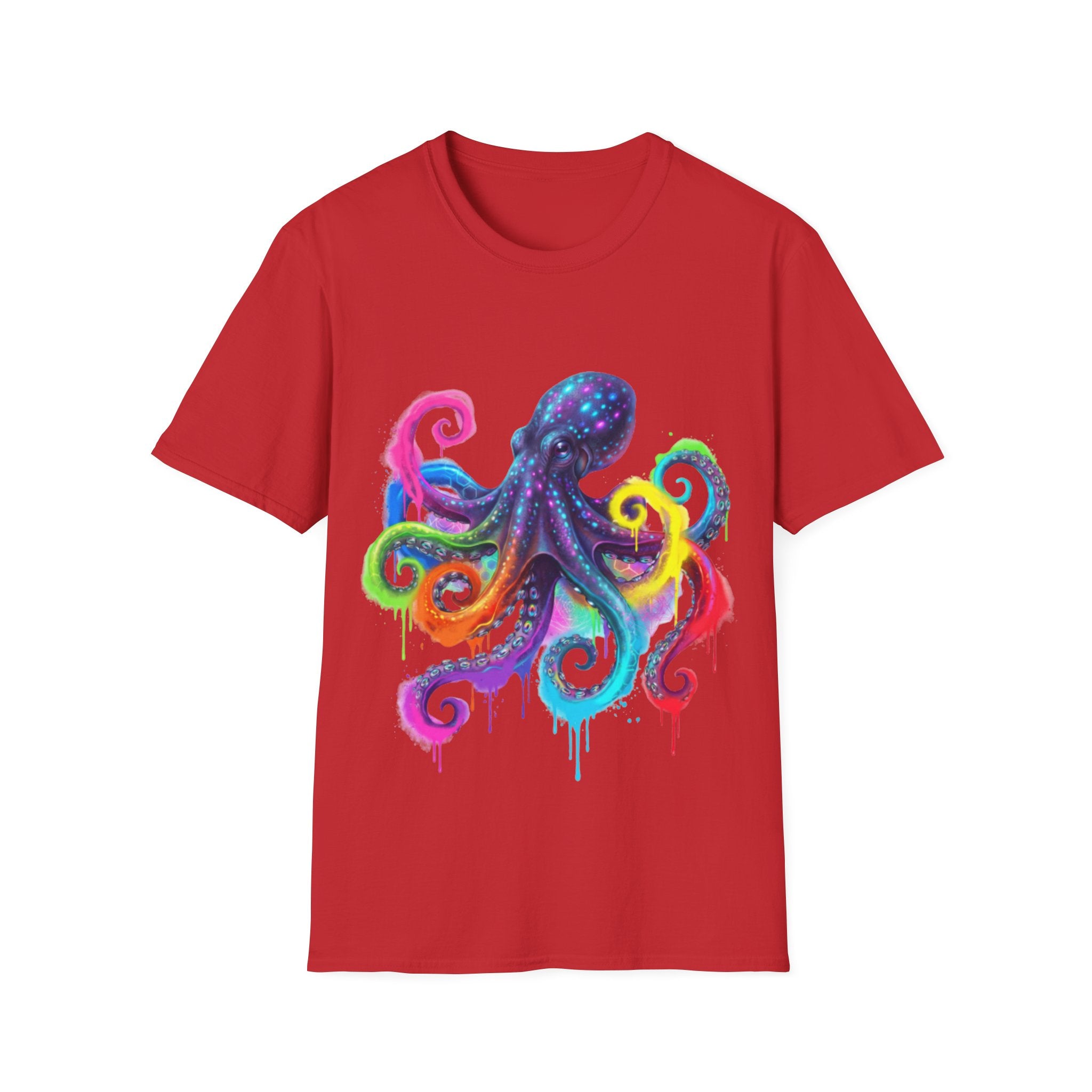 Vibrant Octopus Drip Tee - Urban Streetwear Trend