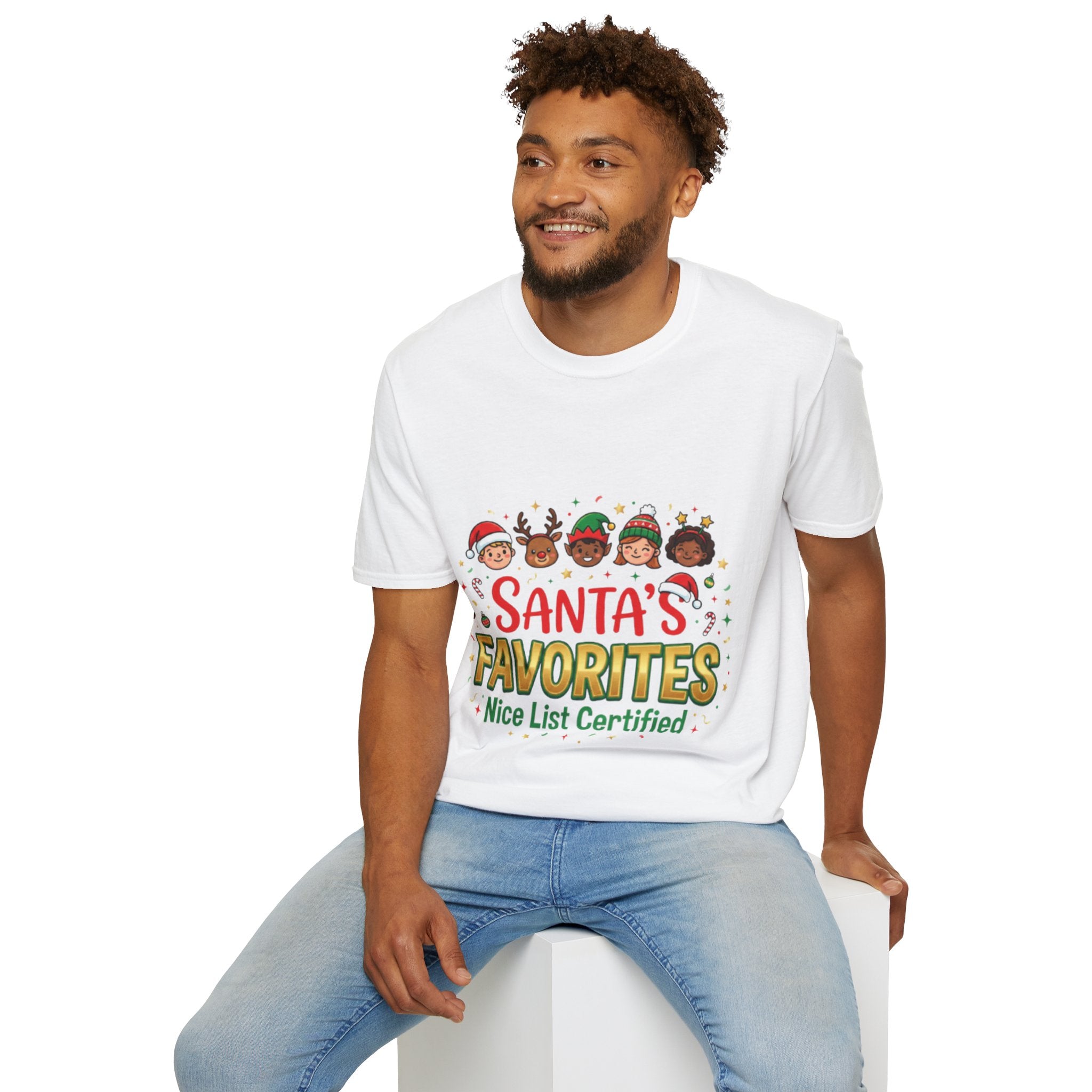 Santa's Favorites Crew T-shirt | Cute Matching Christmas Tee