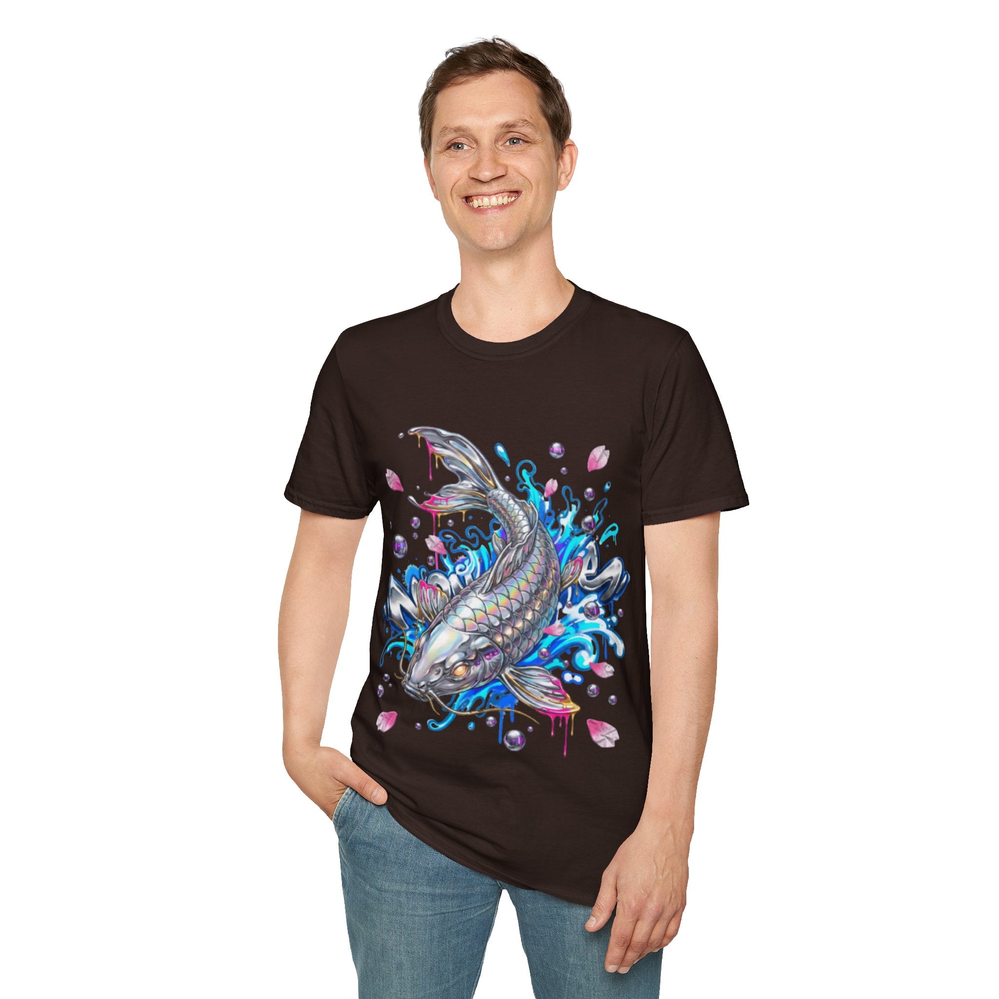 Trendy Holographic Koi T-Shirt for Urban Streetwear