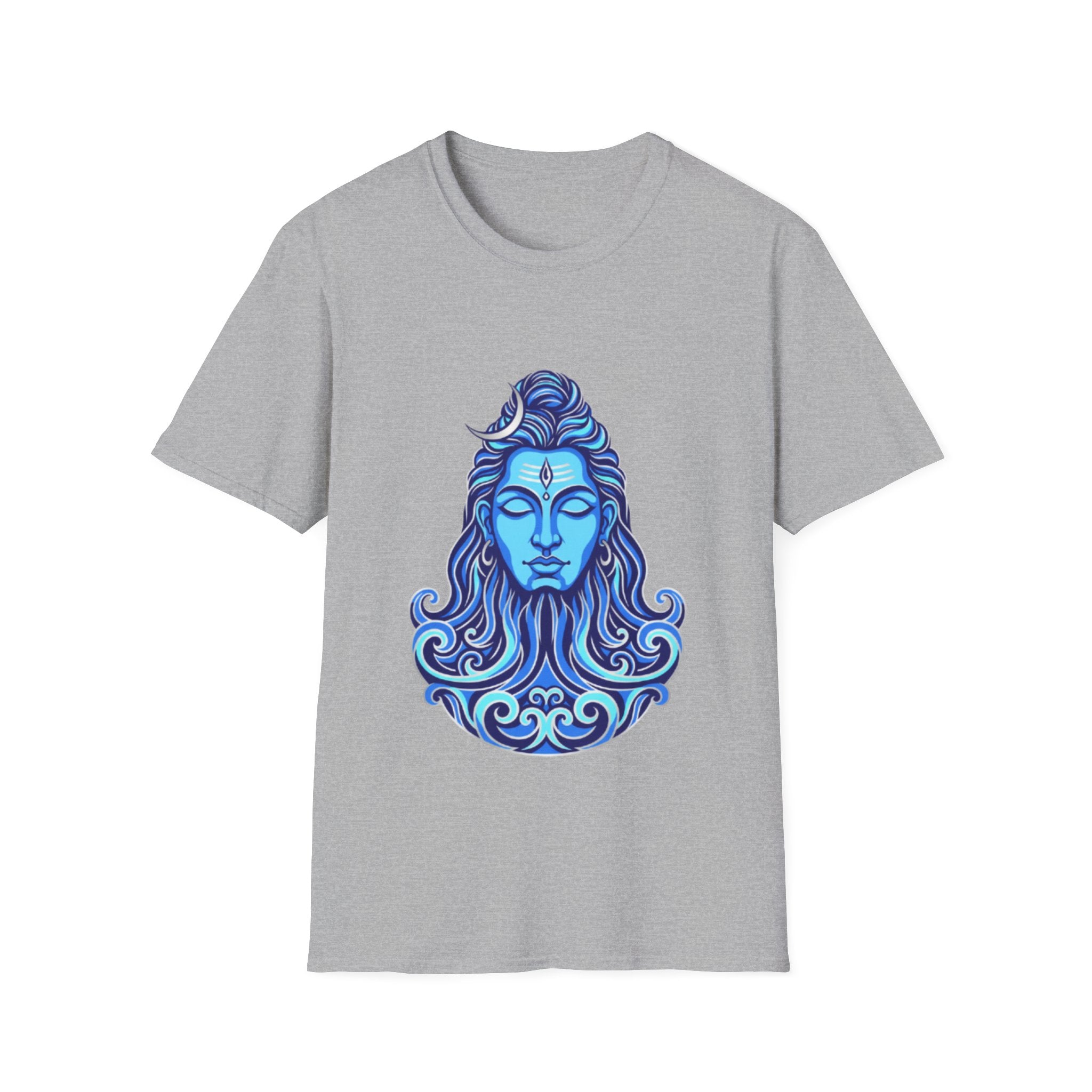Mahadev Face on Water T-Shirt - Blue Divine Magic