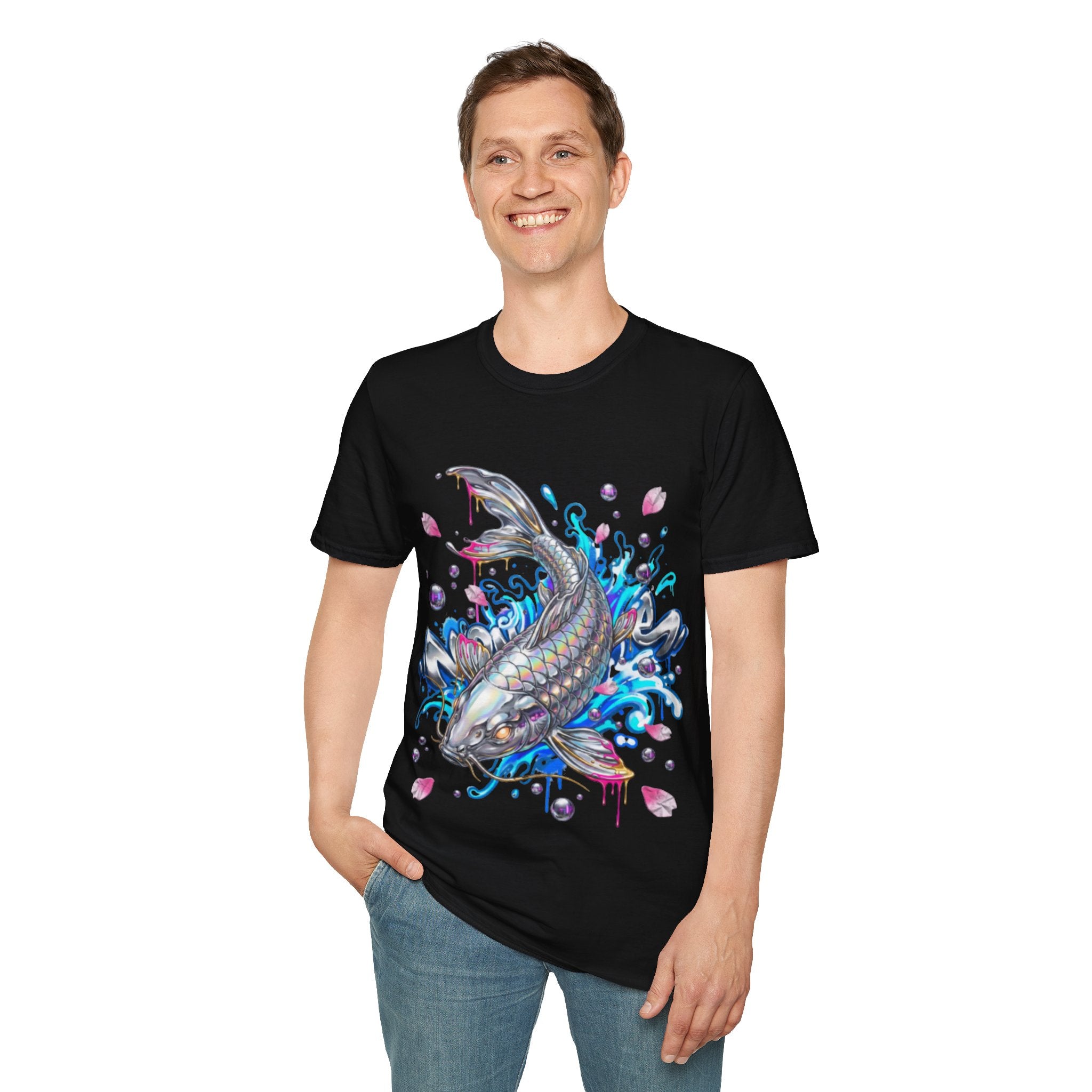 Trendy Holographic Koi T-Shirt for Urban Streetwear