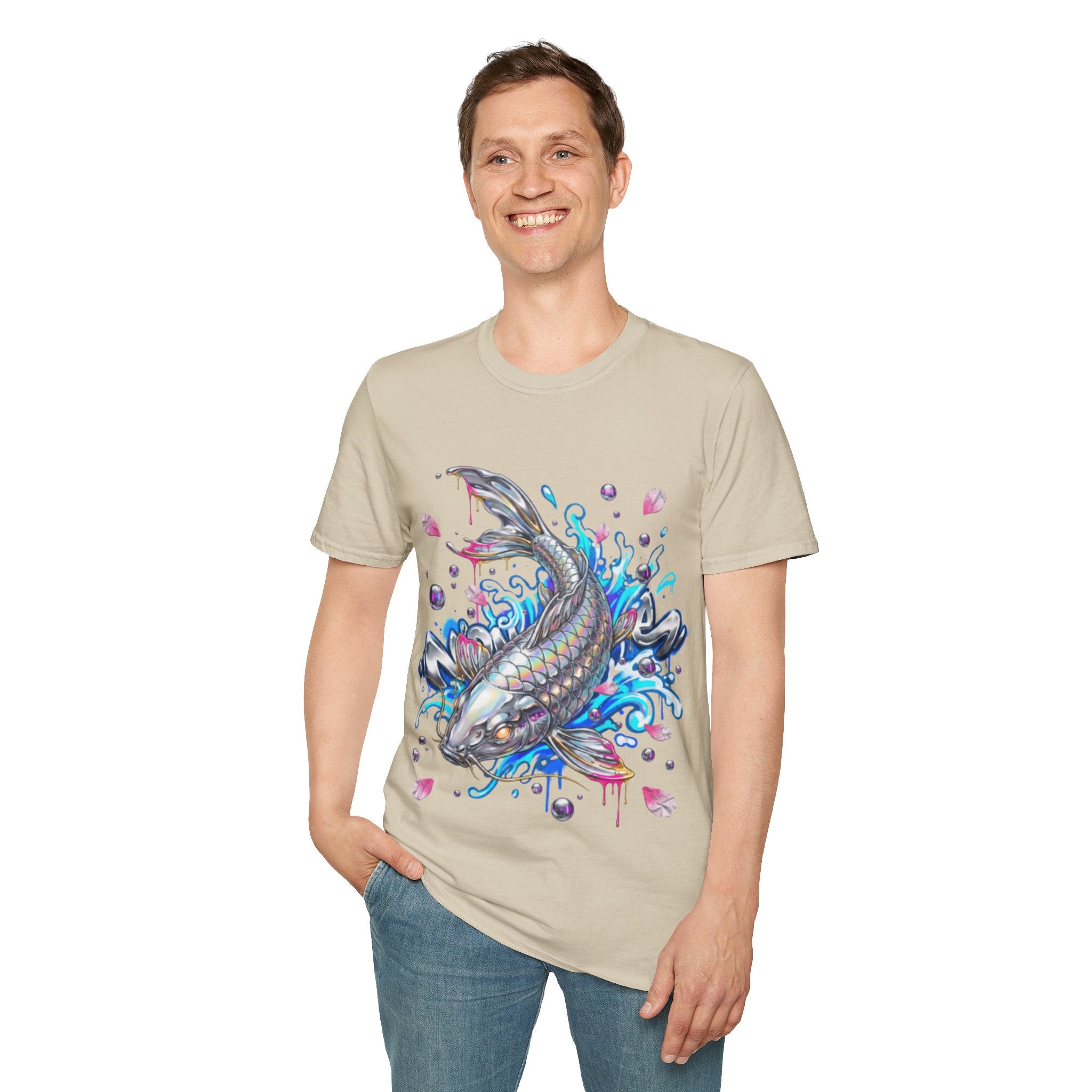 Trendy Holographic Koi T-Shirt for Urban Streetwear