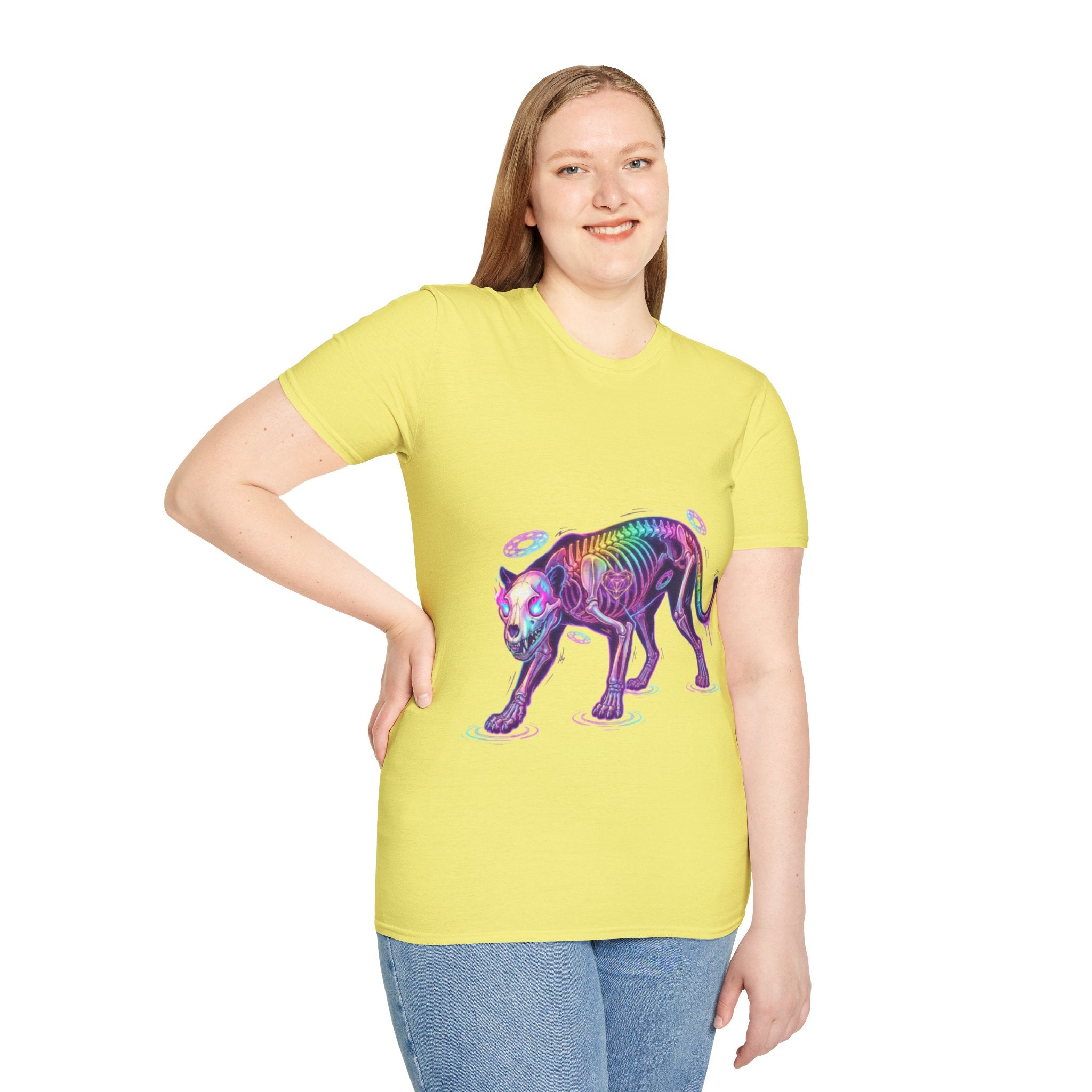 Neon Skeleton Panther Tee - Trendy Urban Streetwear