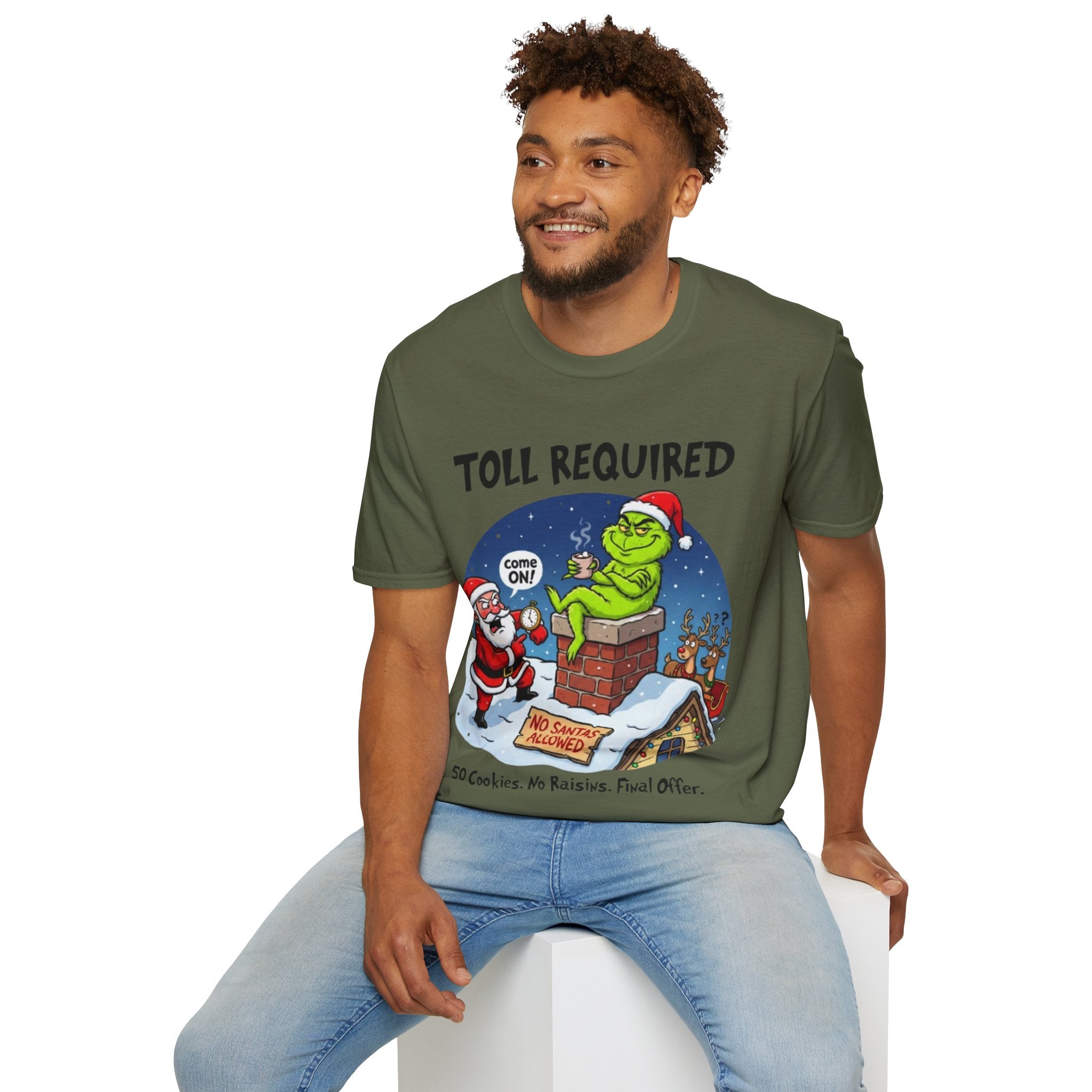 Santa Blocked by Grinch Tee | Funny Grinch Christmas T-shirt