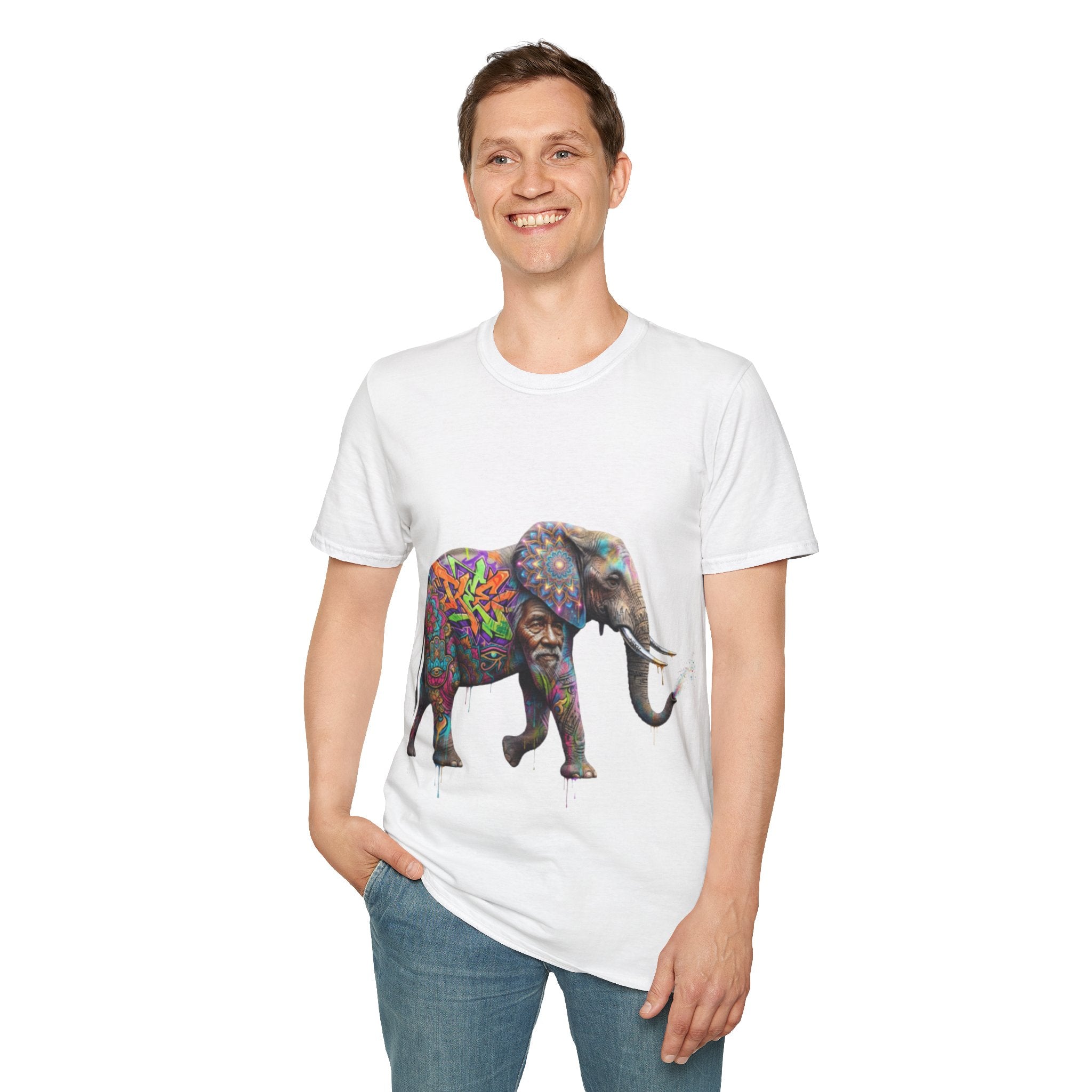 Vibrant Urban Elephant Streetwear Tee - Unisex