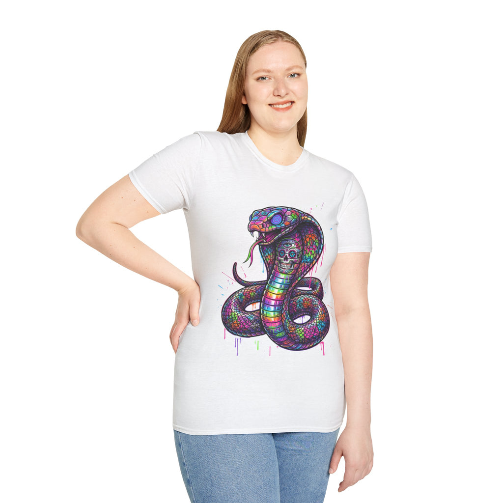 Vibrant Urban Snake Skull T-Shirt - Trendy Streetwear