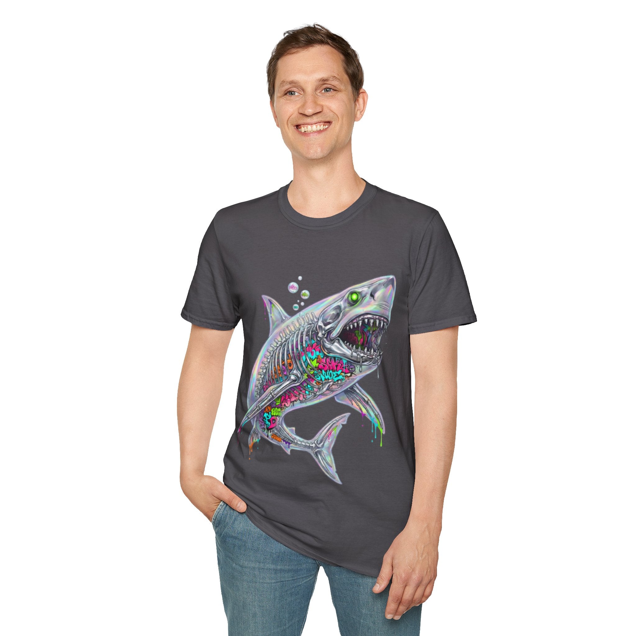 Iridescent Shark Streetwear T-Shirt - Urban Style