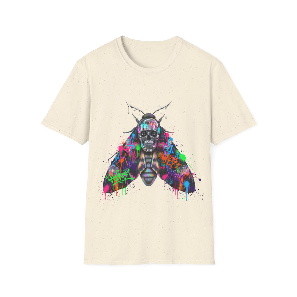 Vibrant Skull Moth Graffiti T-Shirt - Urban Streetwear