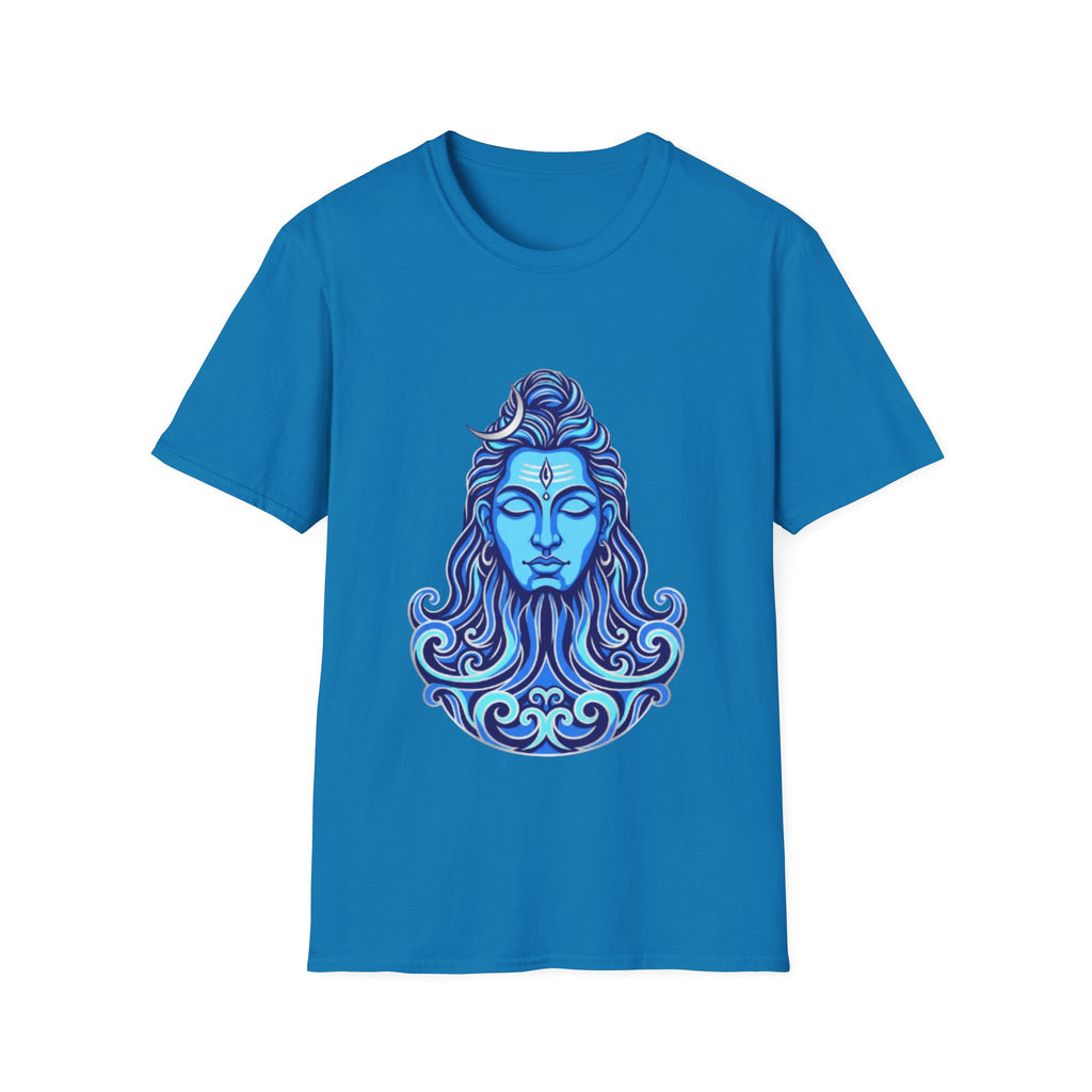 Mahadev Face on Water T-Shirt - Blue Divine Magic