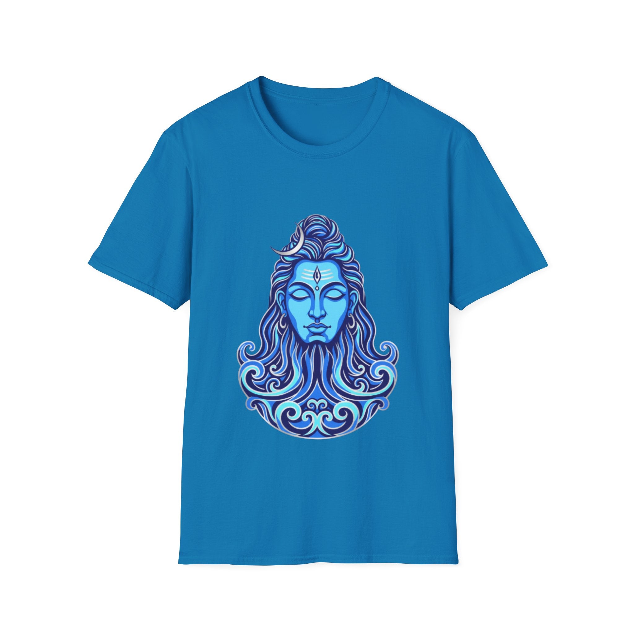 Mahadev Face on Water T-Shirt - Blue Divine Magic