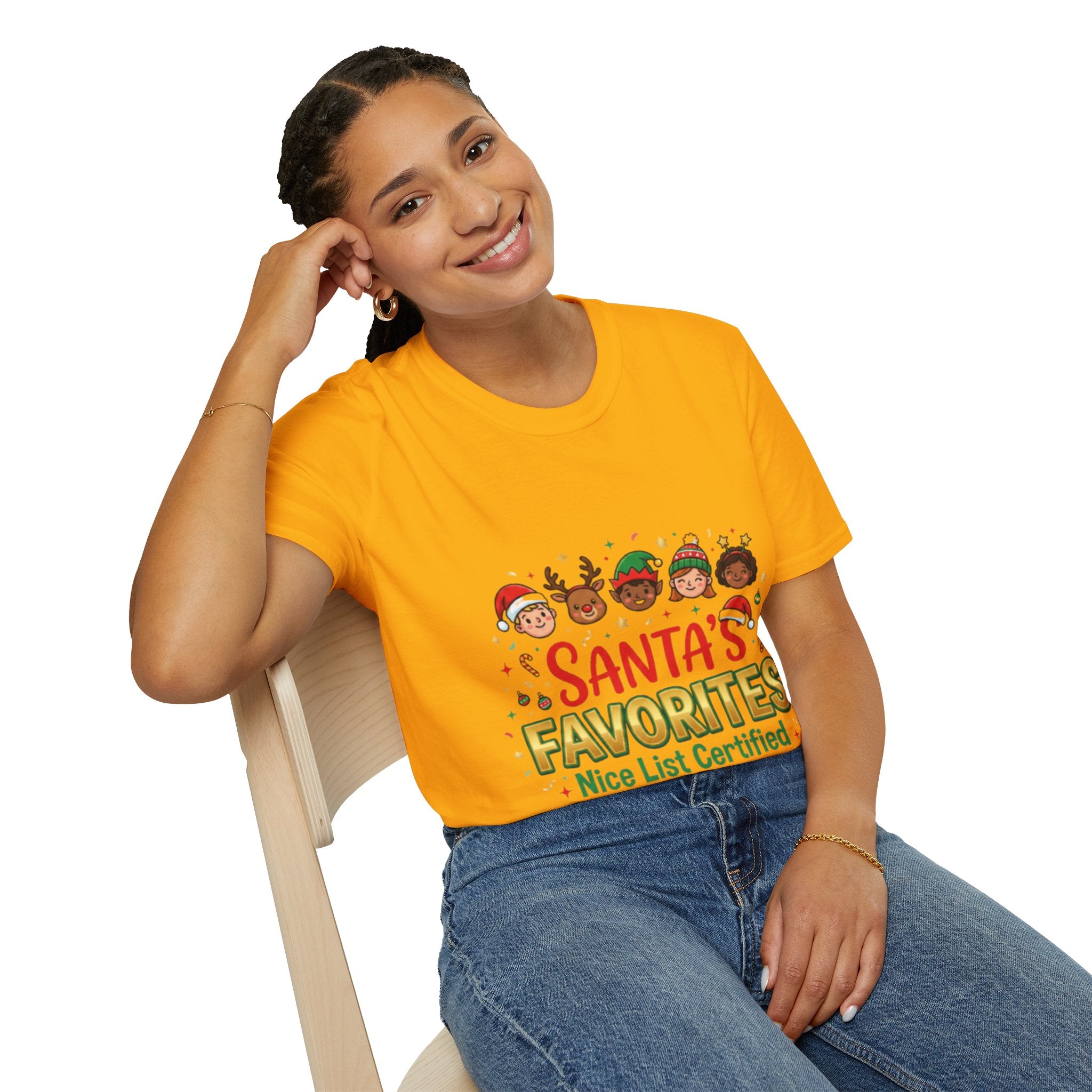 Santa's Favorites Crew T-shirt | Cute Matching Christmas Tee