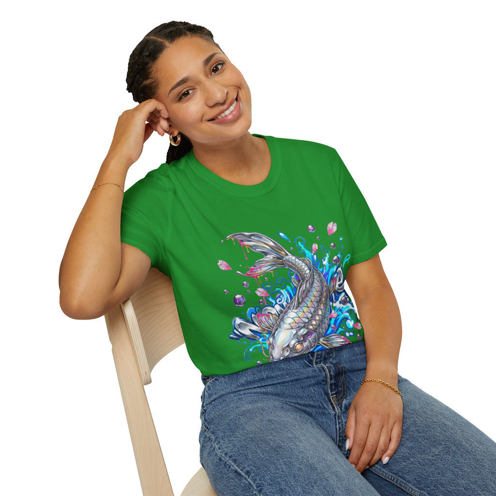 Trendy Holographic Koi T-Shirt for Urban Streetwear