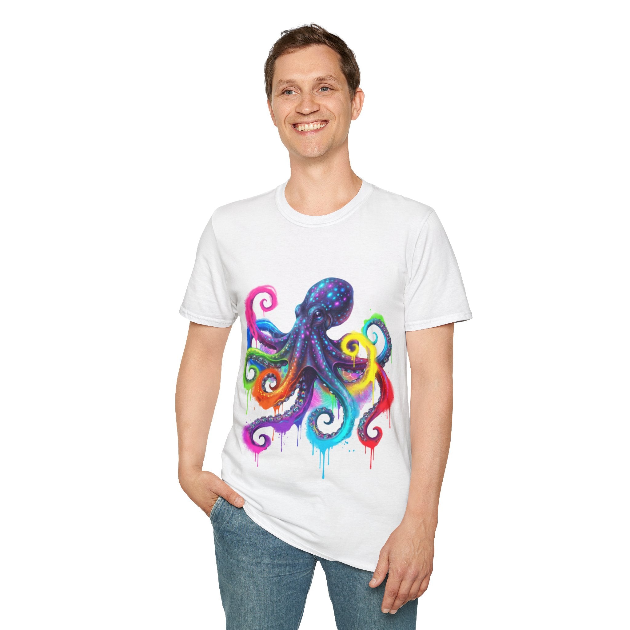 Vibrant Octopus Drip Tee - Urban Streetwear Trend