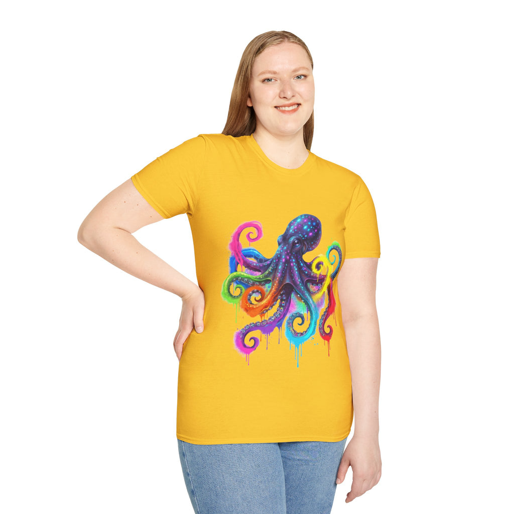 Vibrant Octopus Drip Tee - Urban Streetwear Trend