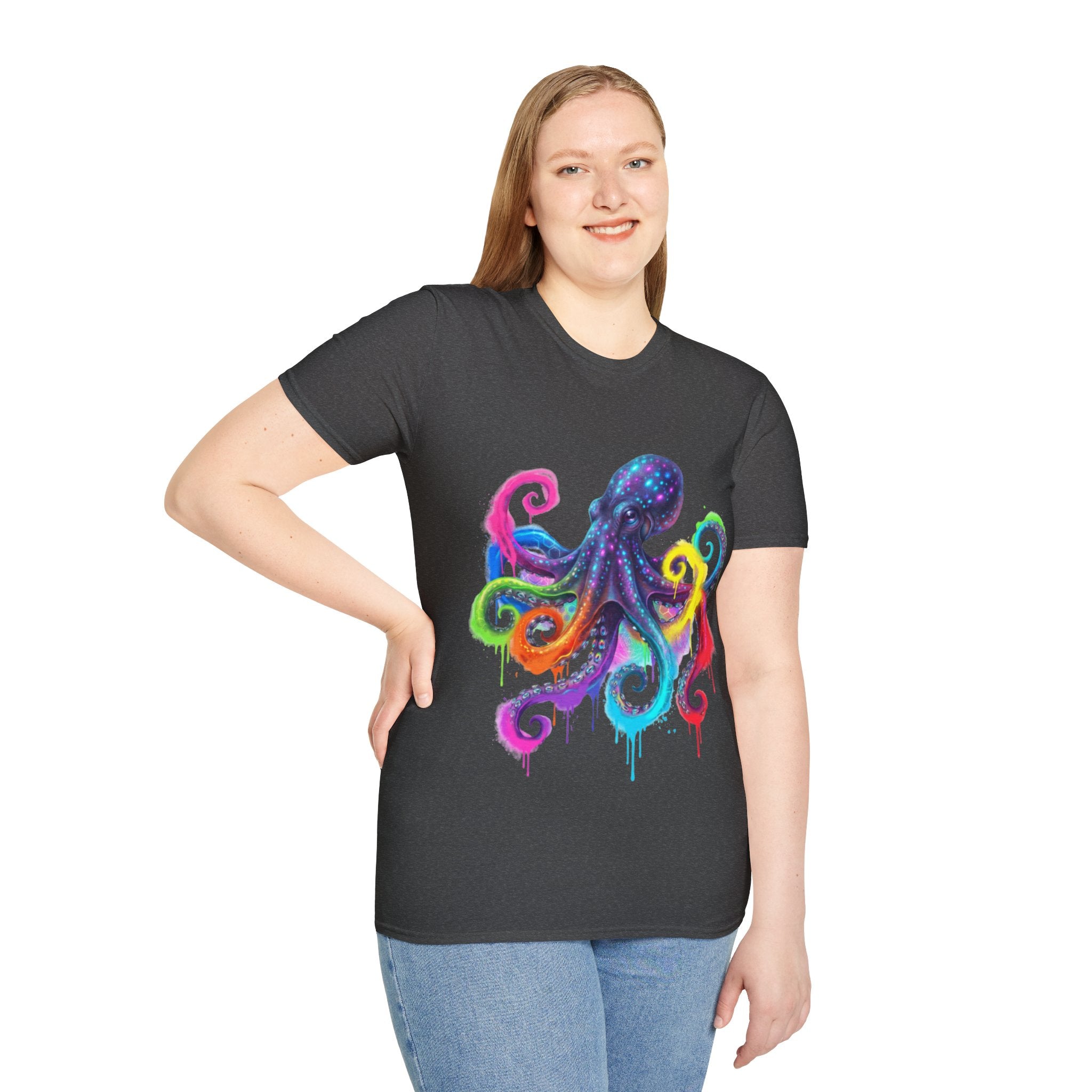 Vibrant Octopus Drip Tee - Urban Streetwear Trend