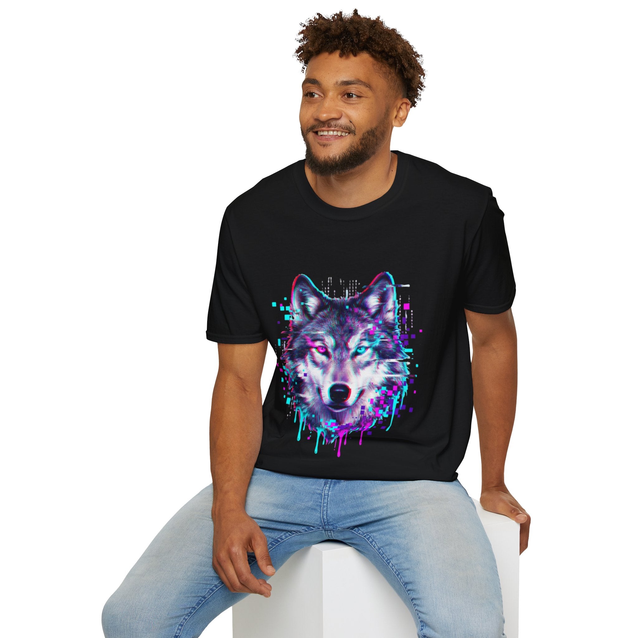Urban Glitch Wolf Tee - Trendy Streetwear Vibes