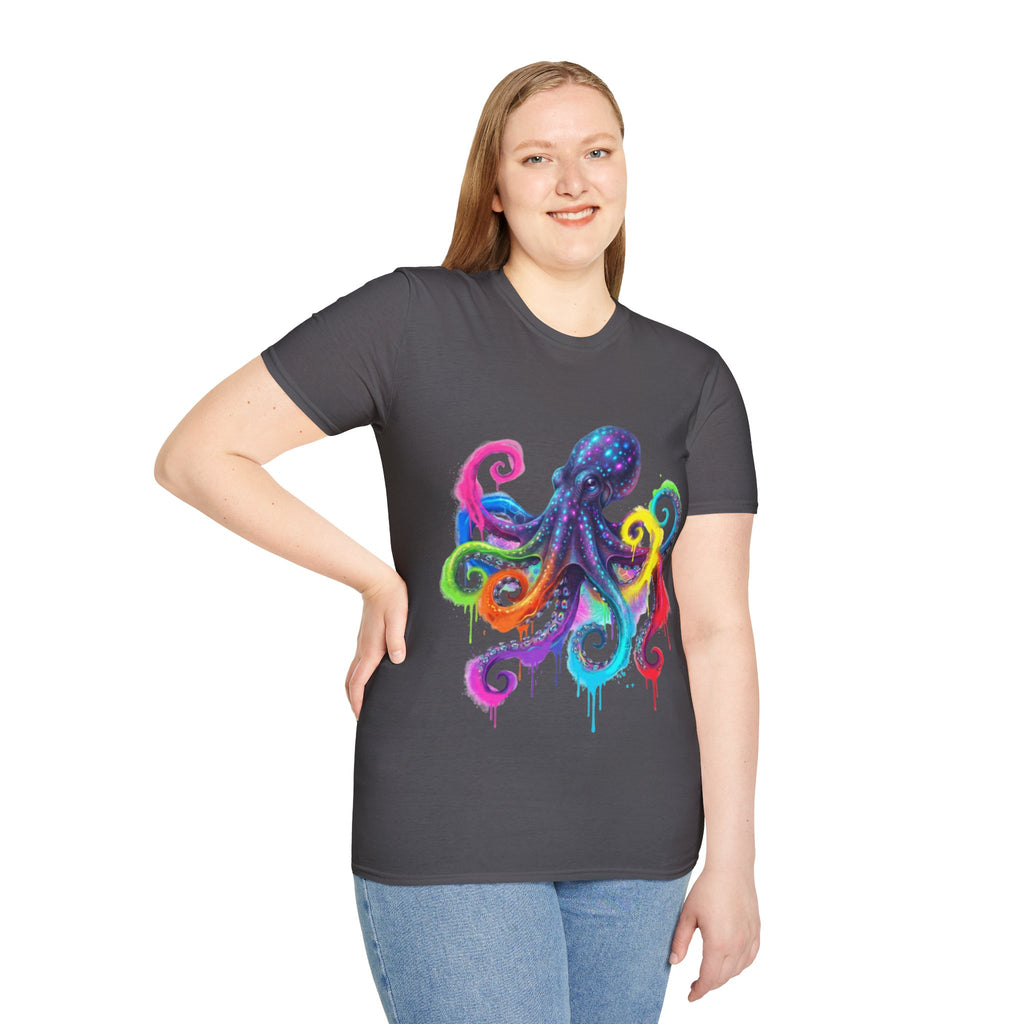 Vibrant Octopus Drip Tee - Urban Streetwear Trend