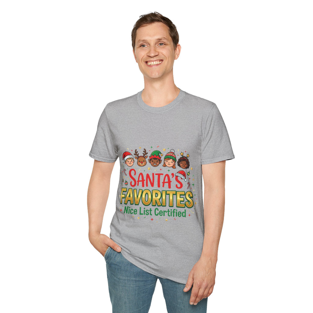 Santa's Favorites Crew T-shirt | Cute Matching Christmas Tee