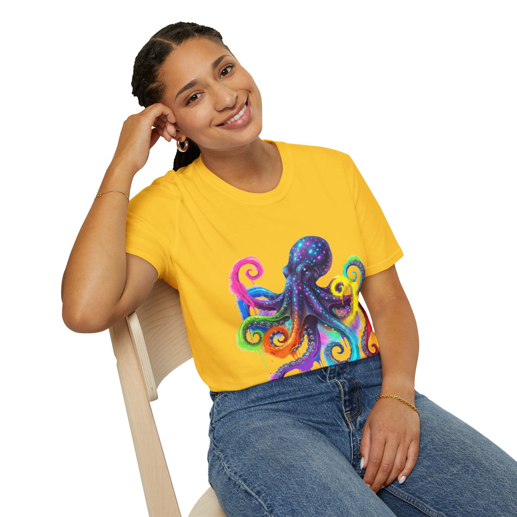 Vibrant Octopus Drip Tee - Urban Streetwear Trend