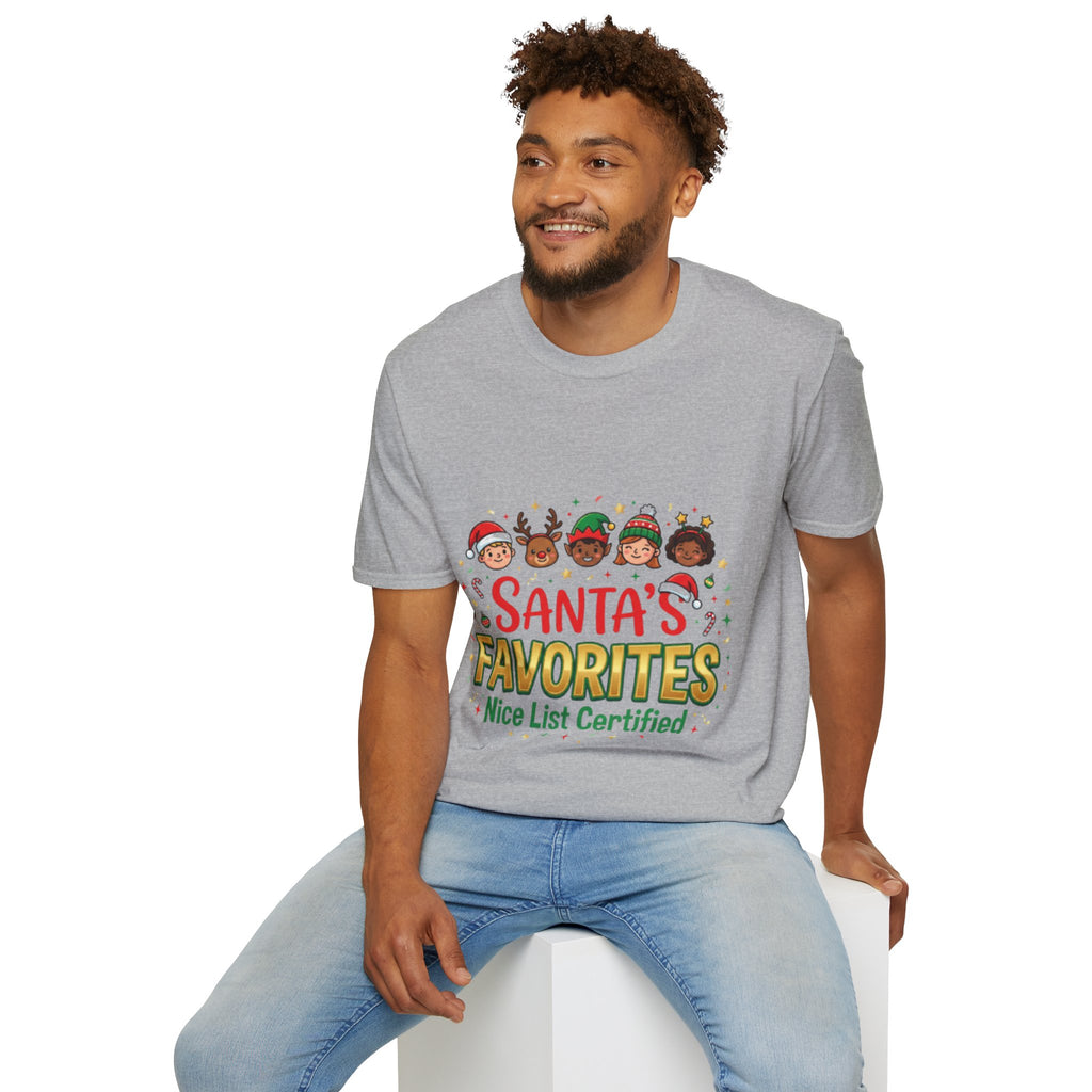 Santa's Favorites Crew T-shirt | Cute Matching Christmas Tee