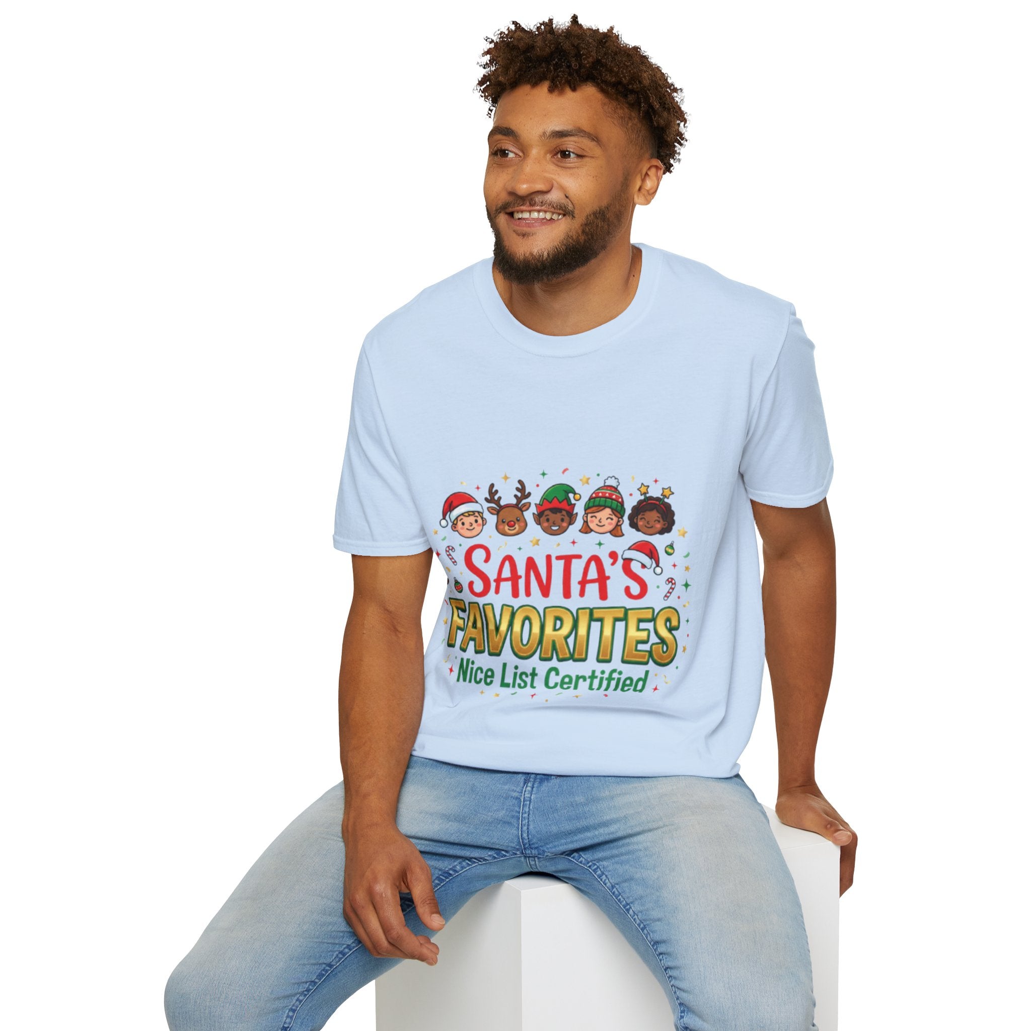 Santa's Favorites Crew T-shirt | Cute Matching Christmas Tee
