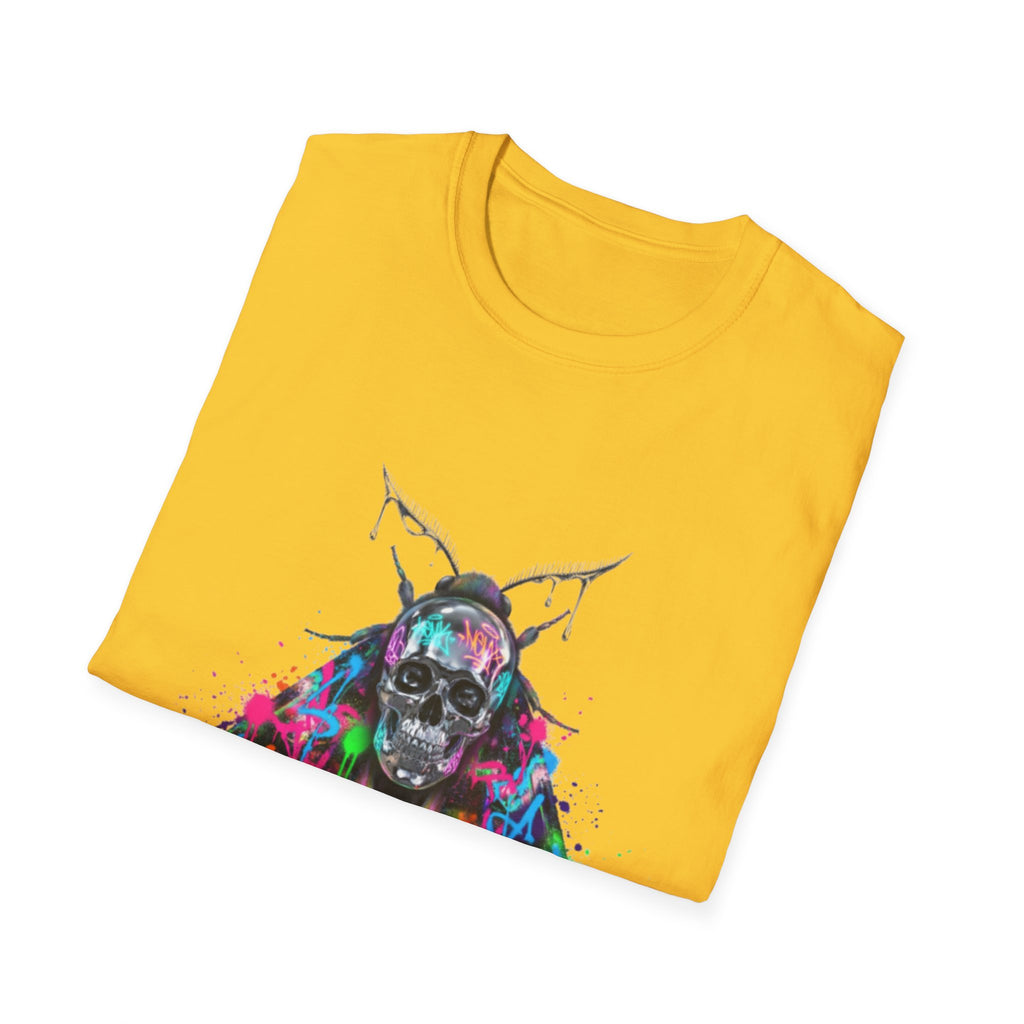Vibrant Skull Moth Graffiti T-Shirt - Urban Streetwear