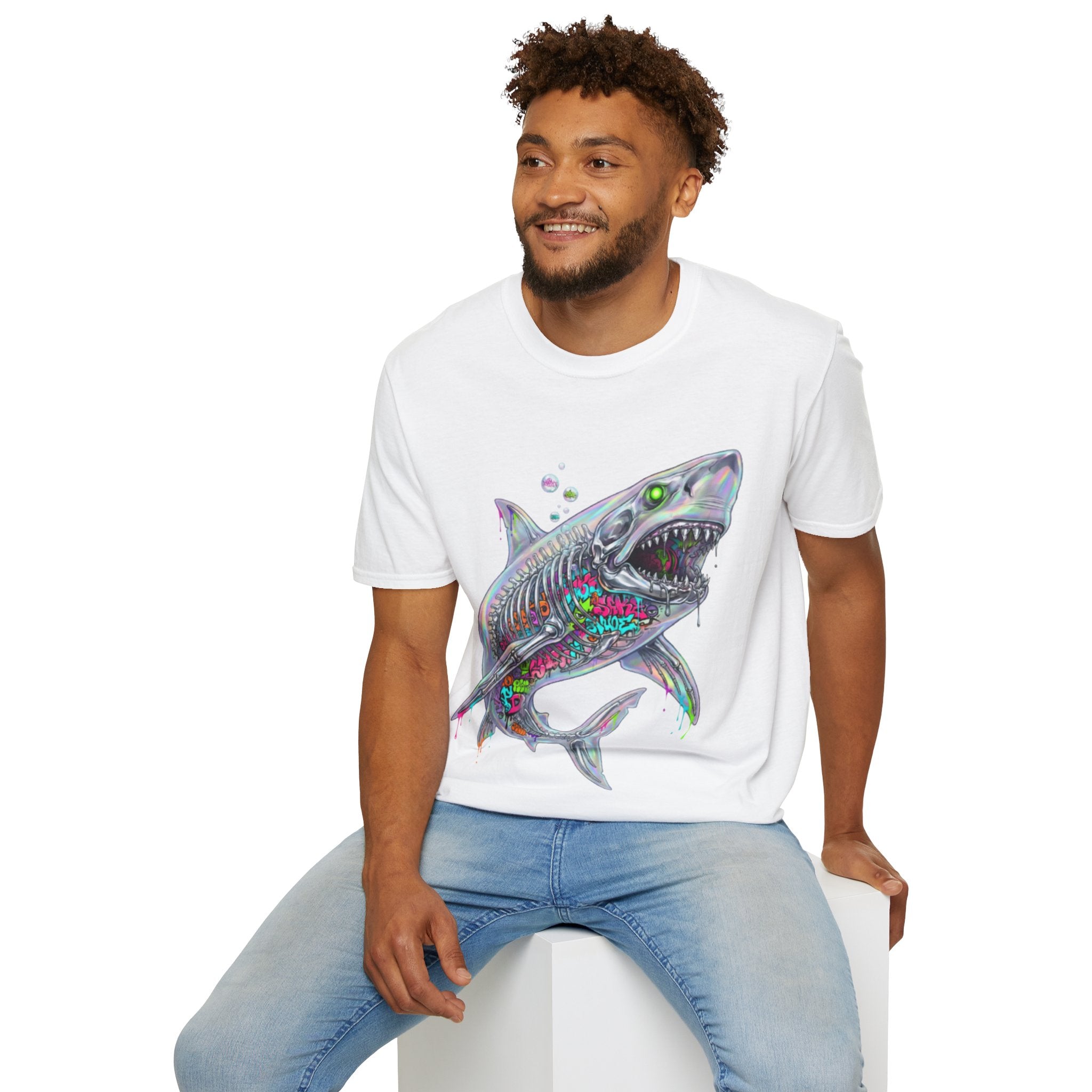 Iridescent Shark Streetwear T-Shirt - Urban Style