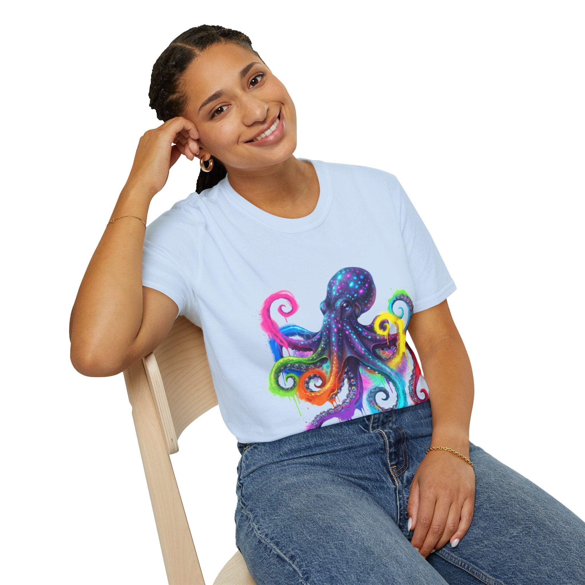 Vibrant Octopus Drip Tee - Urban Streetwear Trend
