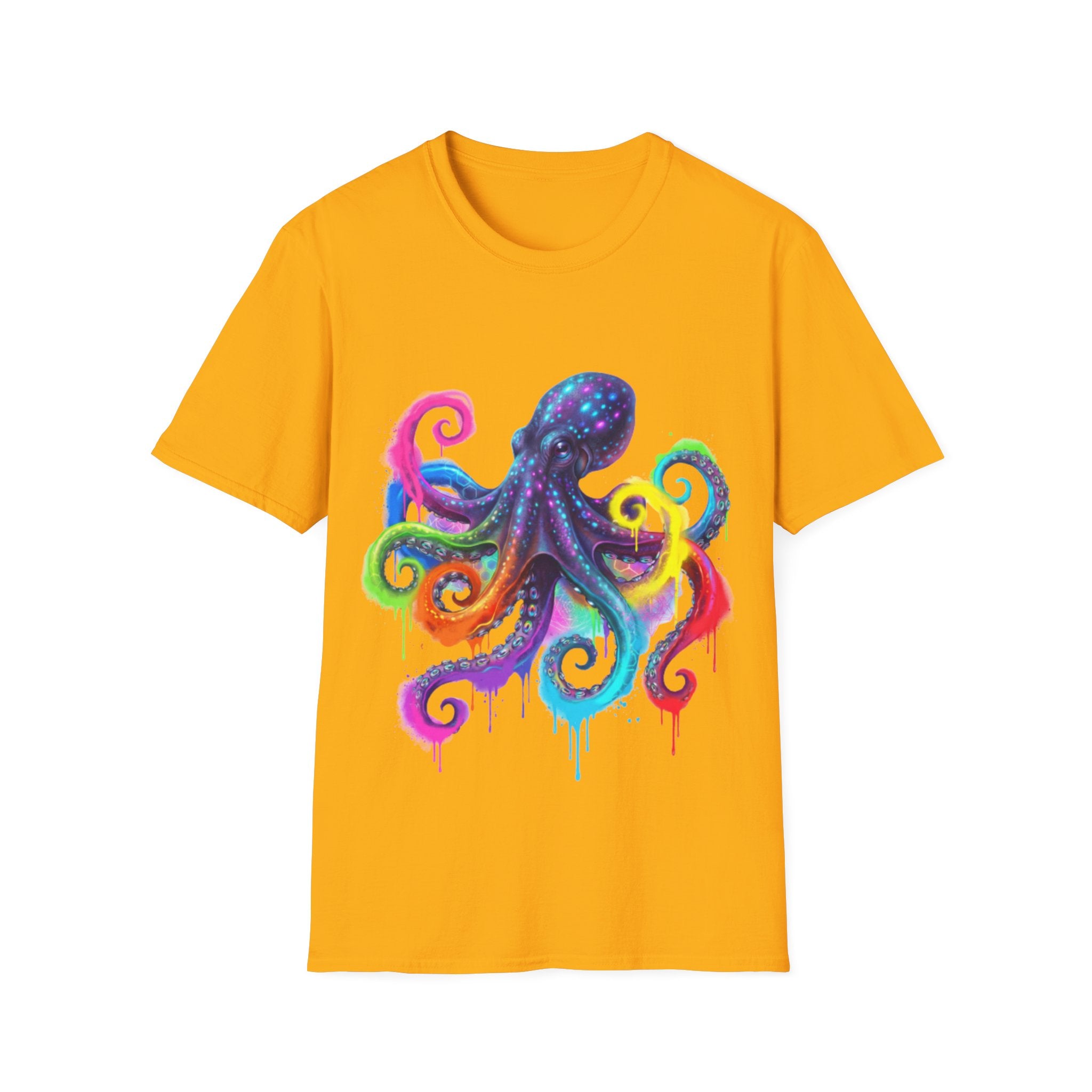 Vibrant Octopus Drip Tee - Urban Streetwear Trend