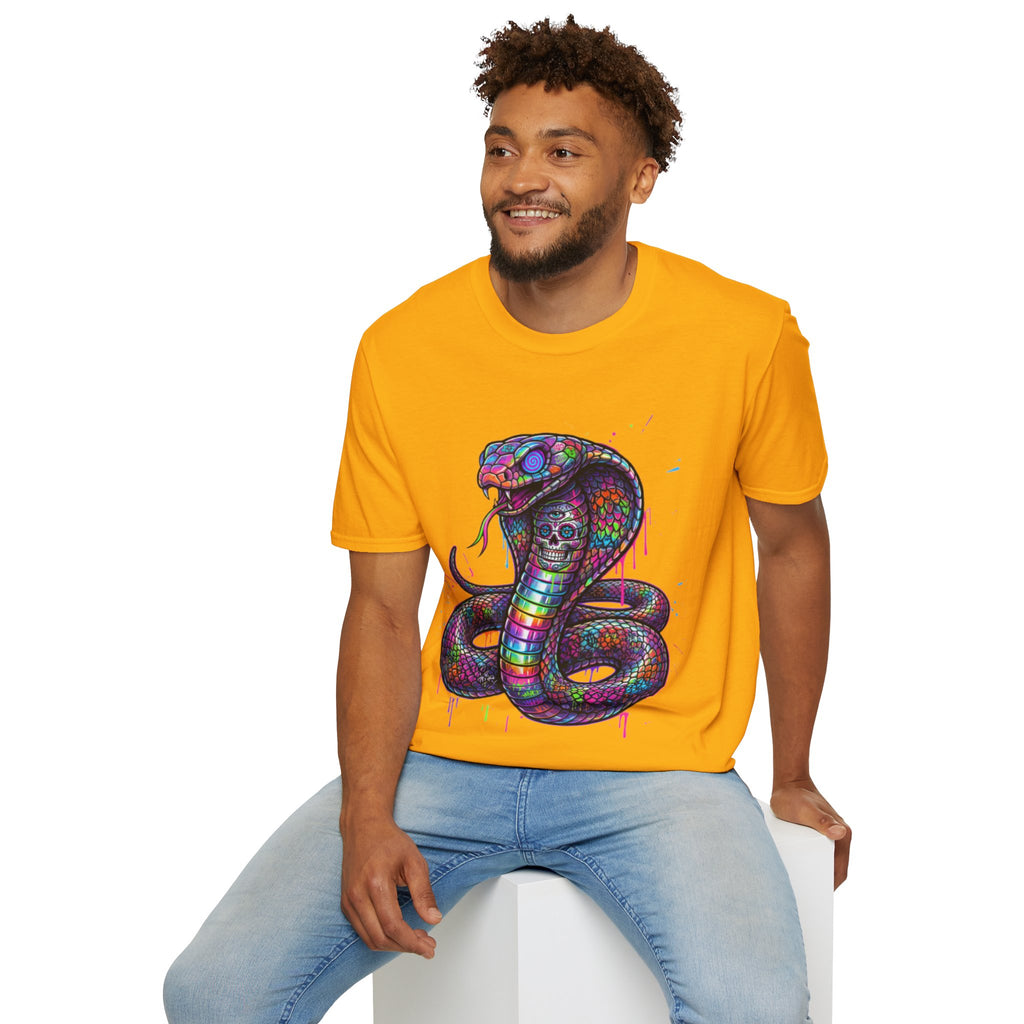 Vibrant Urban Snake Skull T-Shirt - Trendy Streetwear