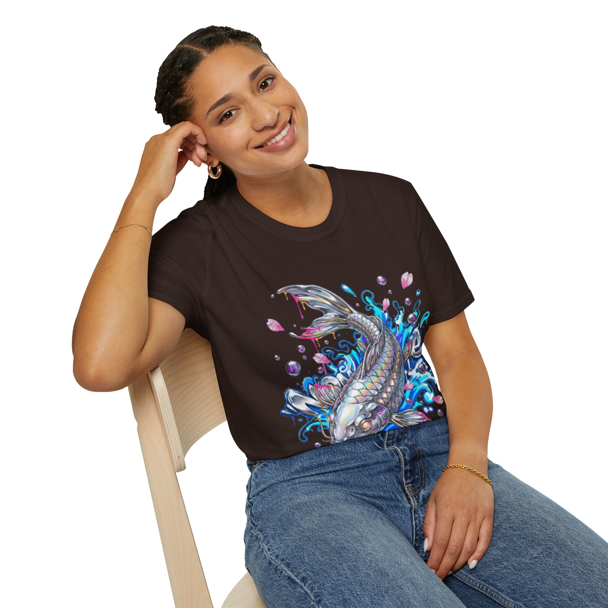 Trendy Holographic Koi T-Shirt for Urban Streetwear