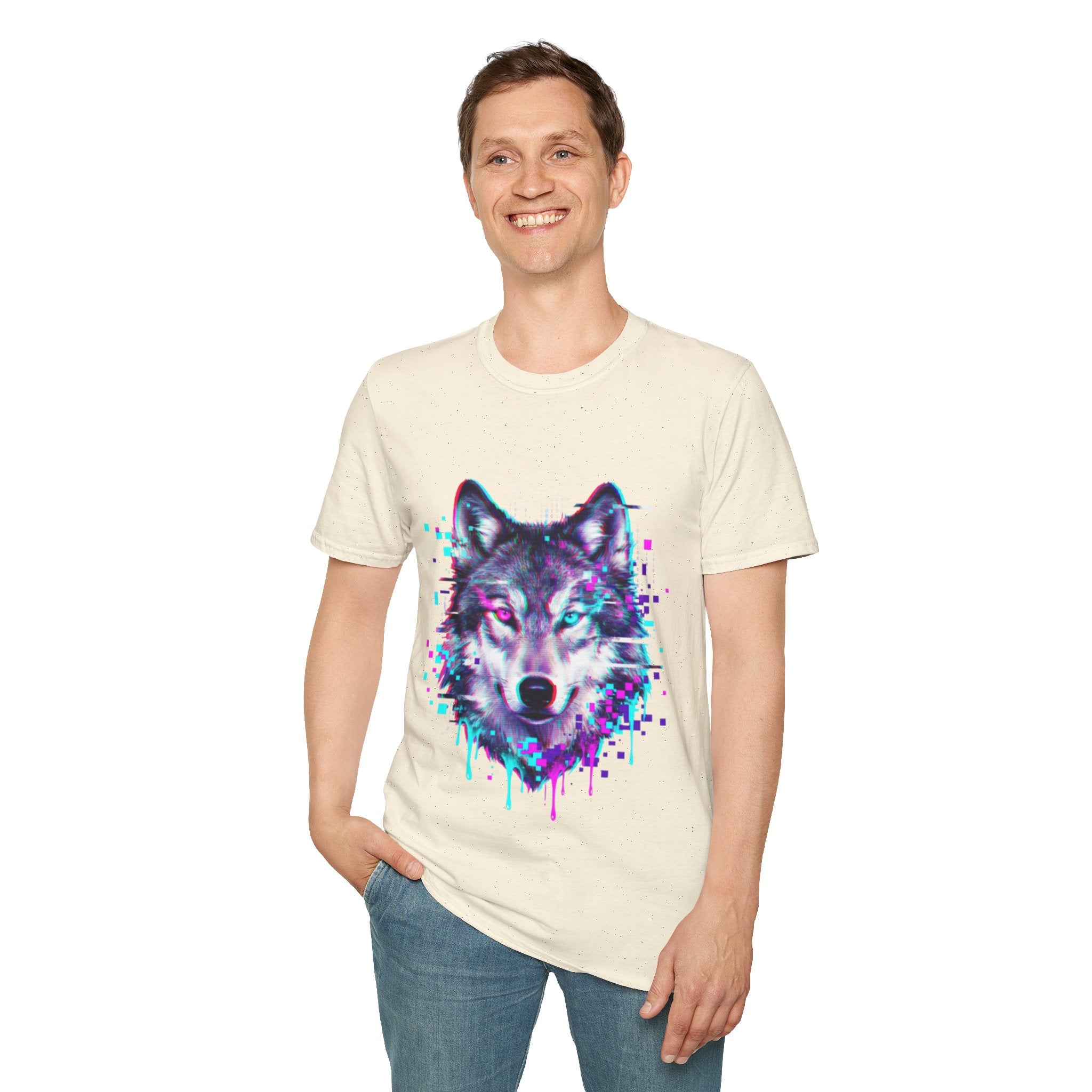 Urban Glitch Wolf Tee - Trendy Streetwear Vibes