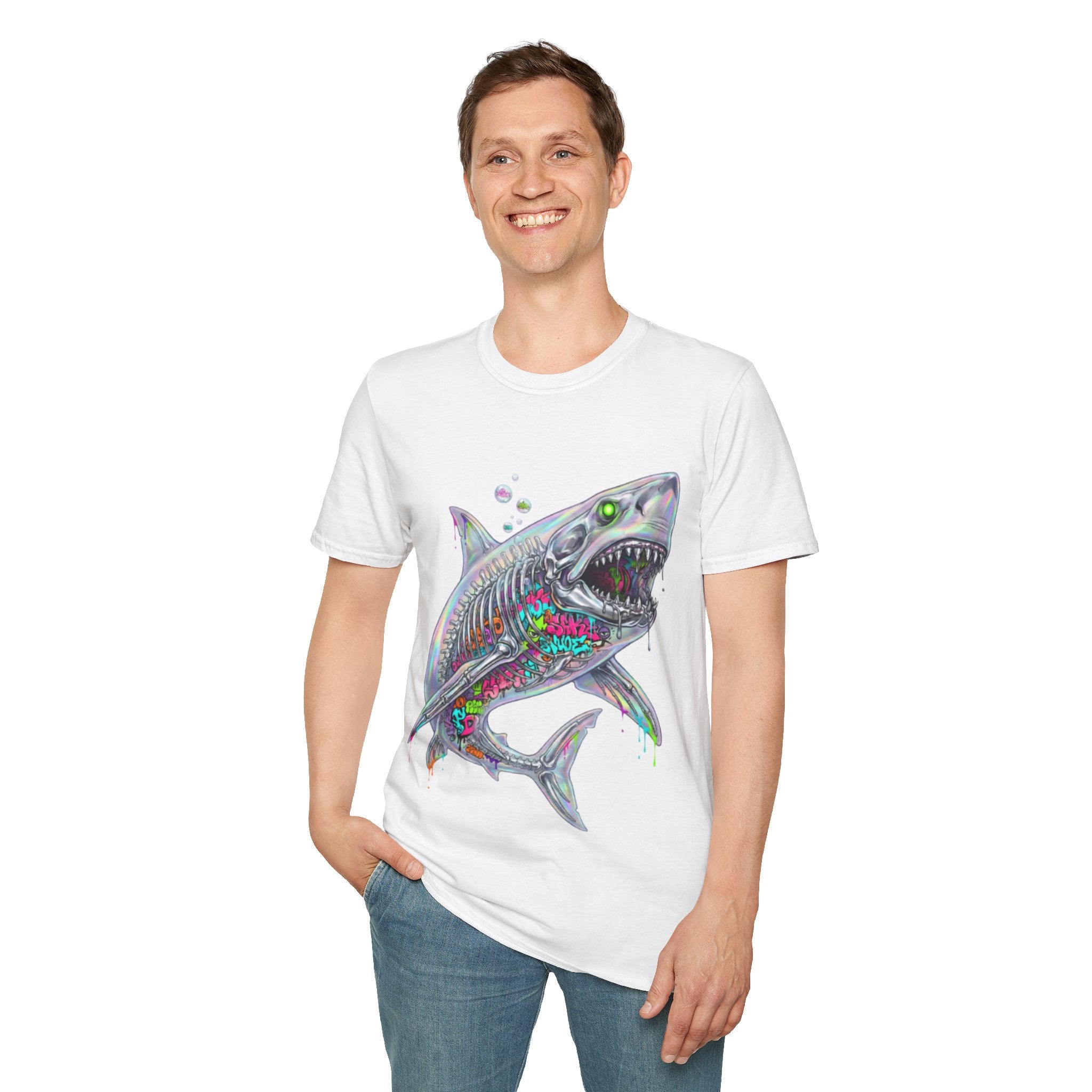 Iridescent Shark Streetwear T-Shirt - Urban Style