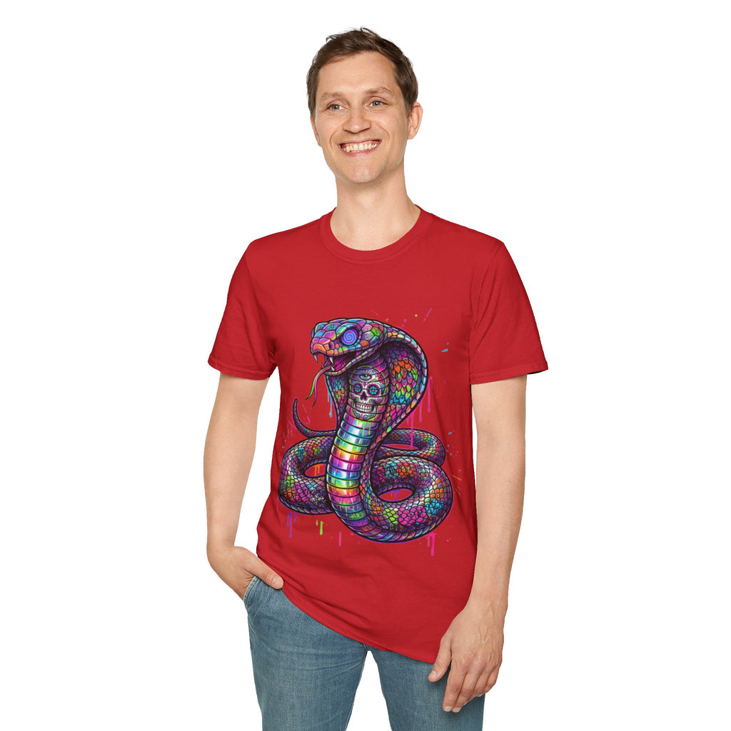 Vibrant Urban Snake Skull T-Shirt - Trendy Streetwear