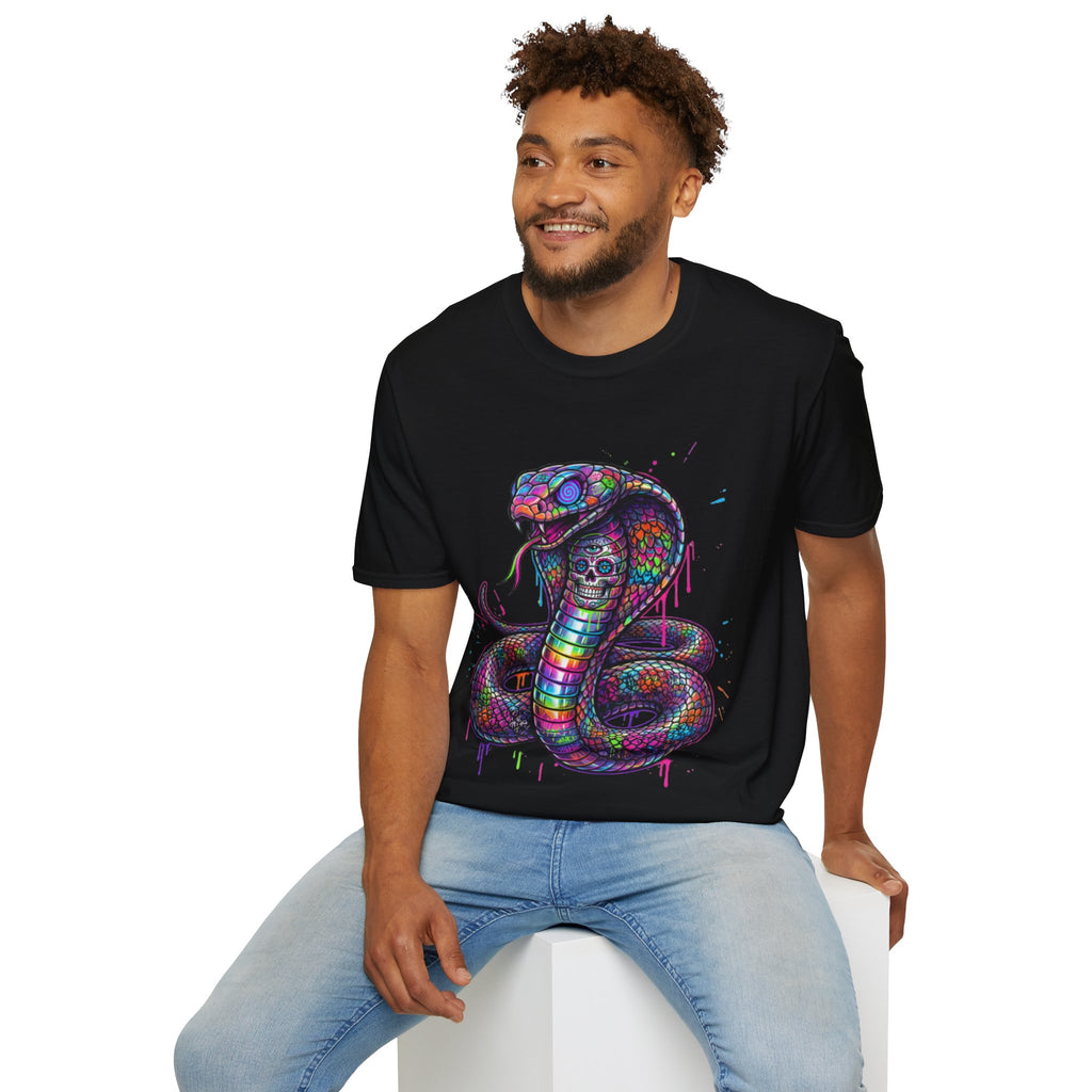 Vibrant Urban Snake Skull T-Shirt - Trendy Streetwear