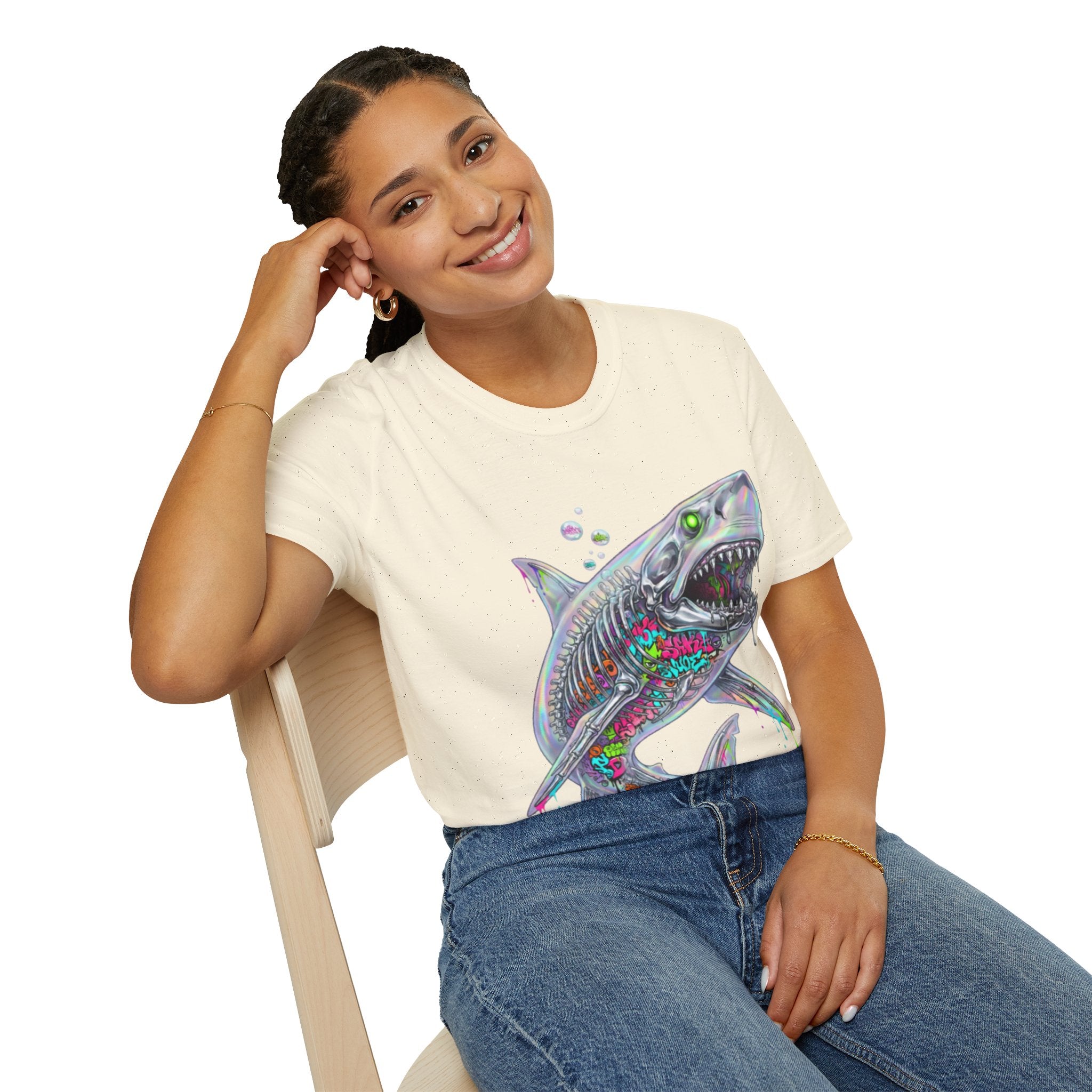 Iridescent Shark Streetwear T-Shirt - Urban Style