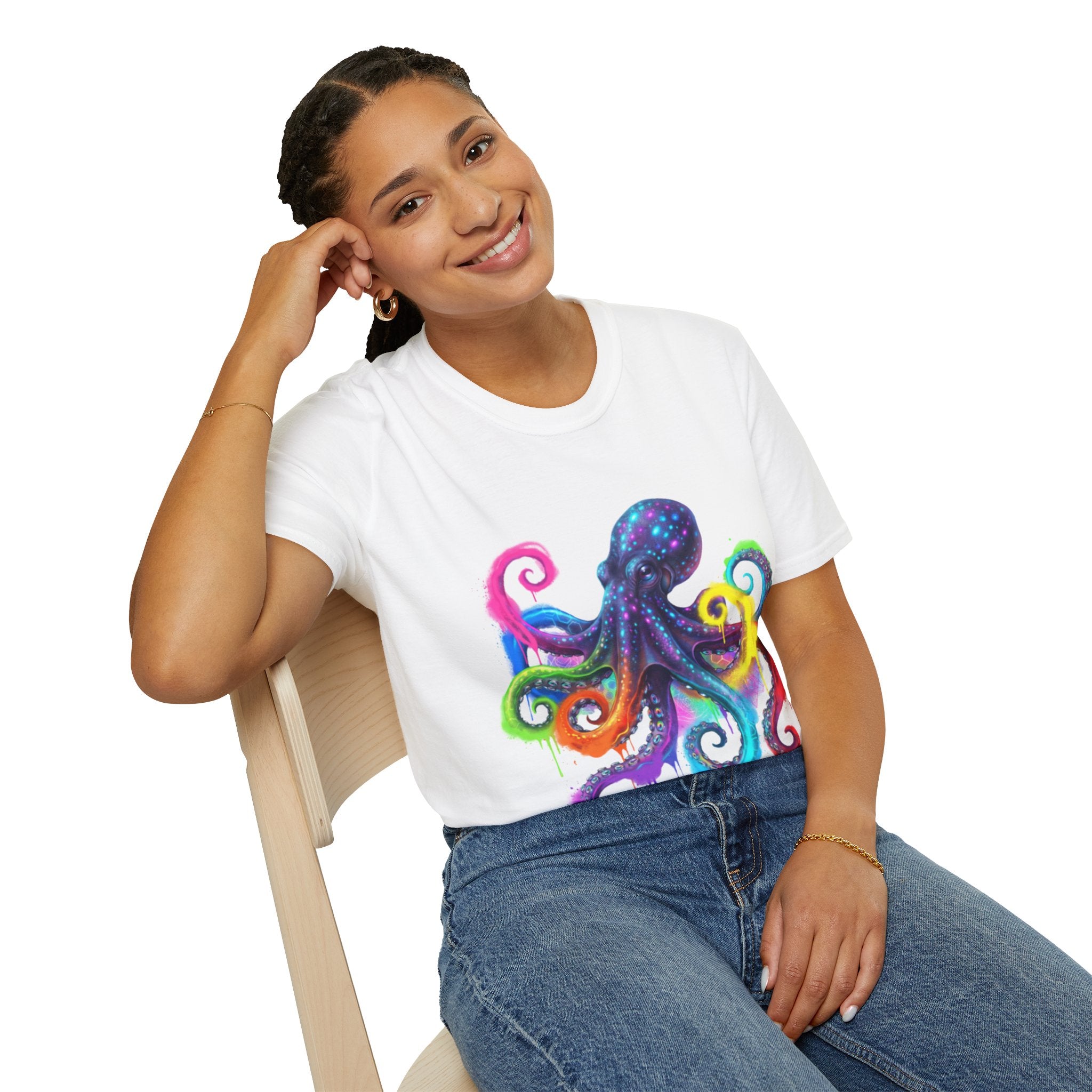 Vibrant Octopus Drip Tee - Urban Streetwear Trend