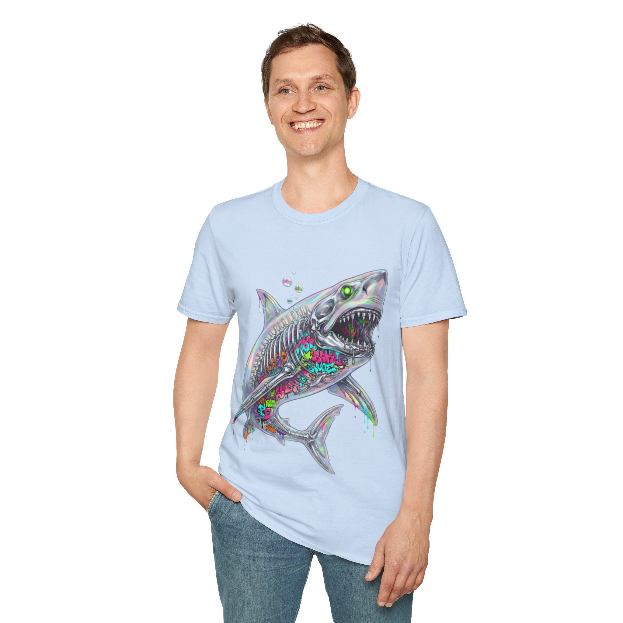 Iridescent Shark Streetwear T-Shirt - Urban Style