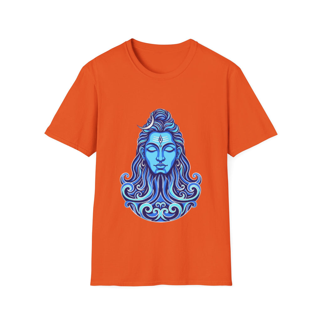 Mahadev Face on Water T-Shirt - Blue Divine Magic