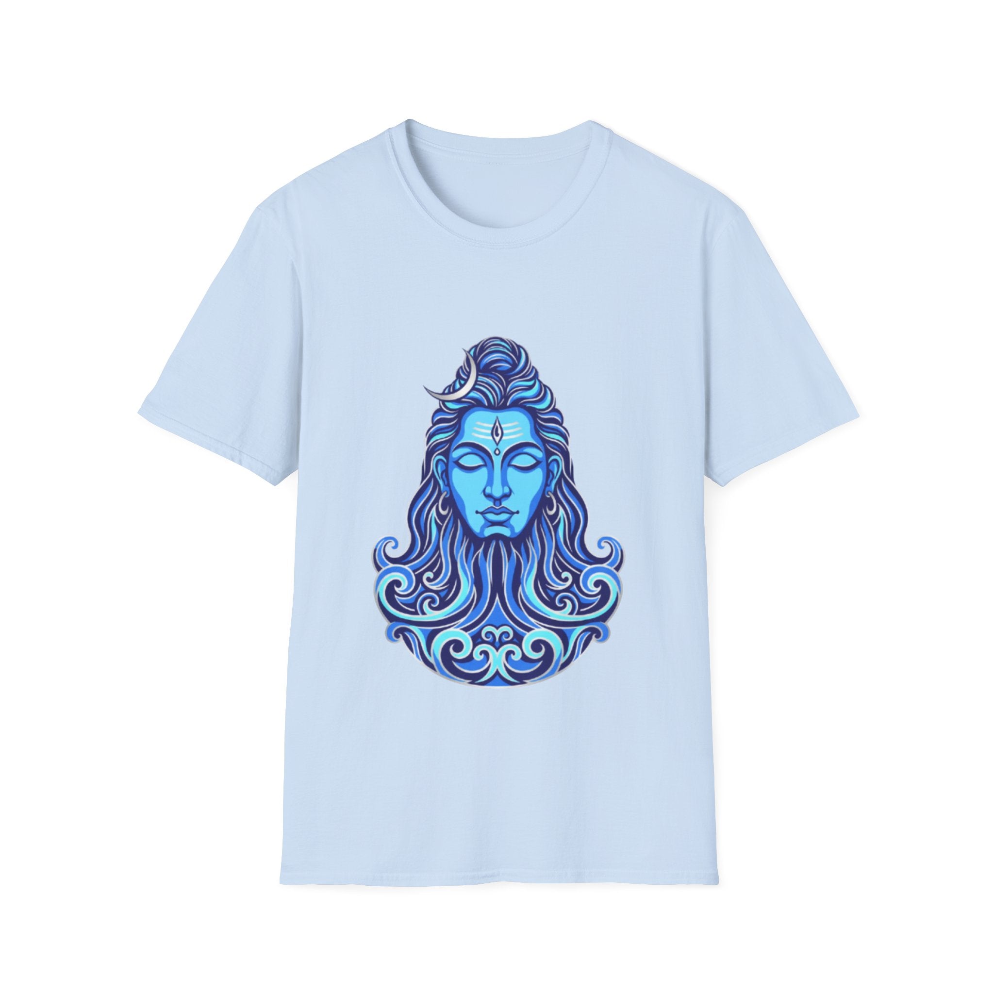 Mahadev Face on Water T-Shirt - Blue Divine Magic