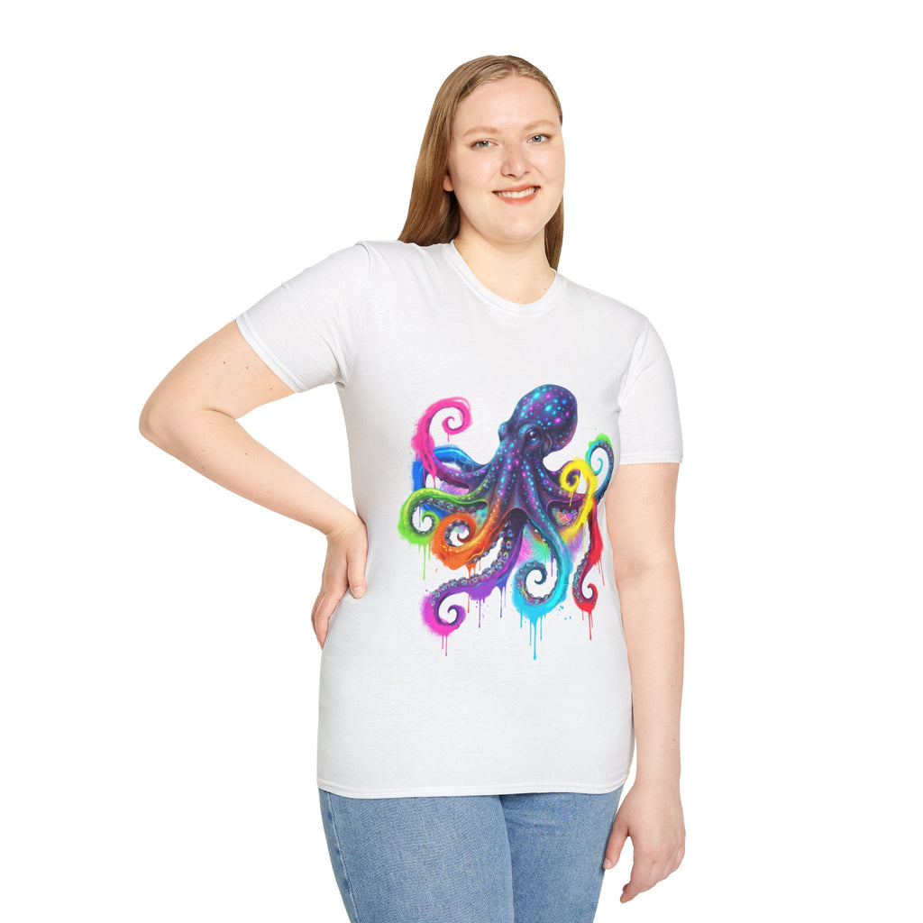 Vibrant Octopus Drip Tee - Urban Streetwear Trend