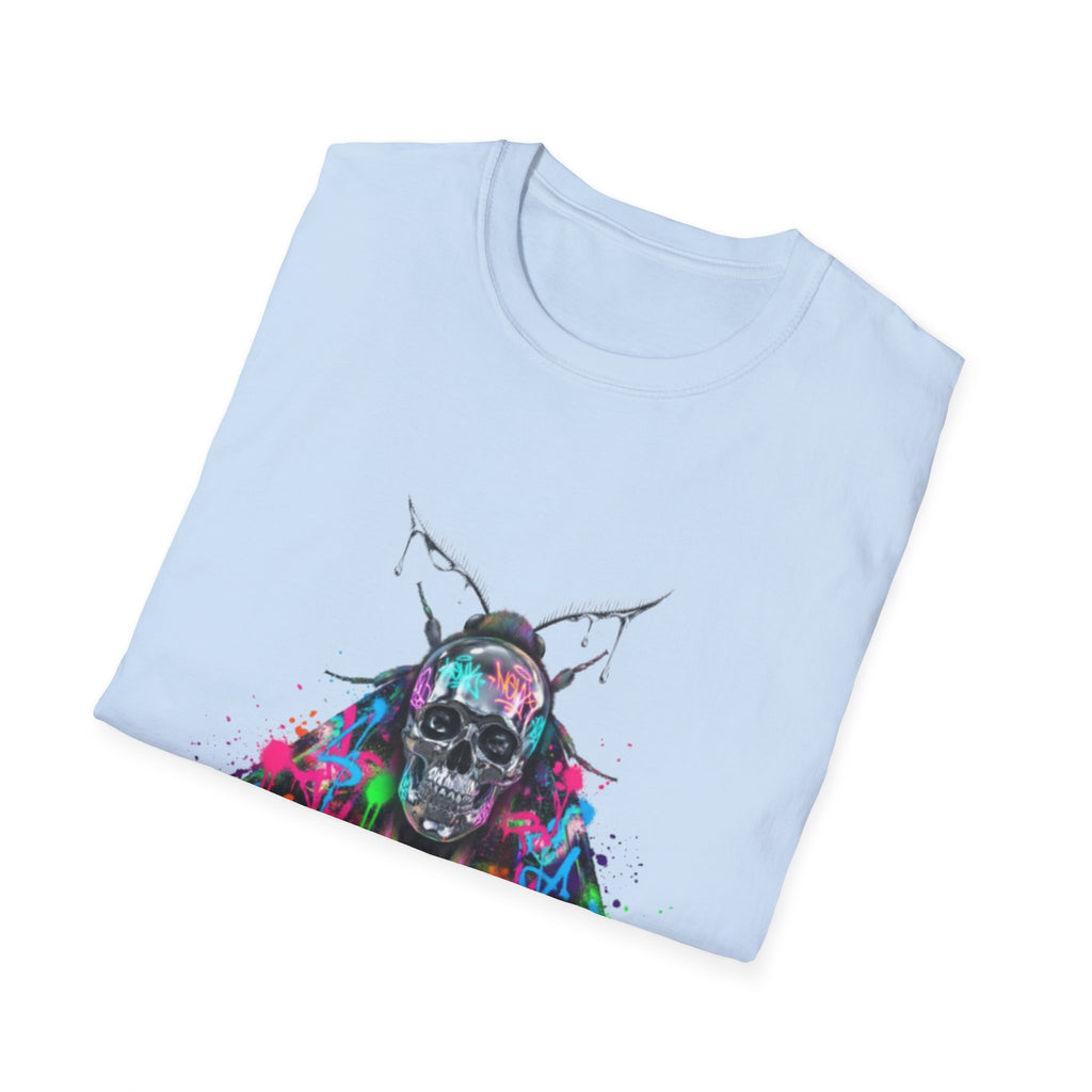 Vibrant Skull Moth Graffiti T-Shirt - Urban Streetwear
