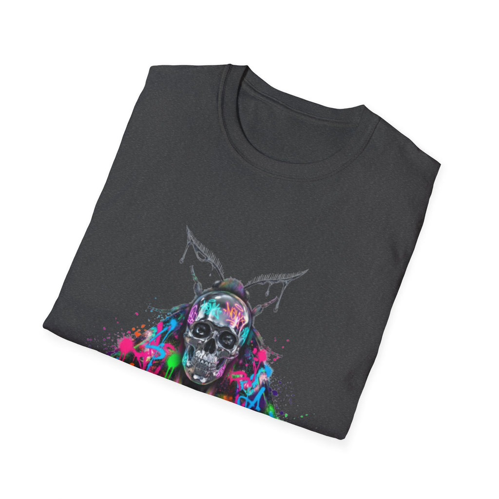 Vibrant Skull Moth Graffiti T-Shirt - Urban Streetwear