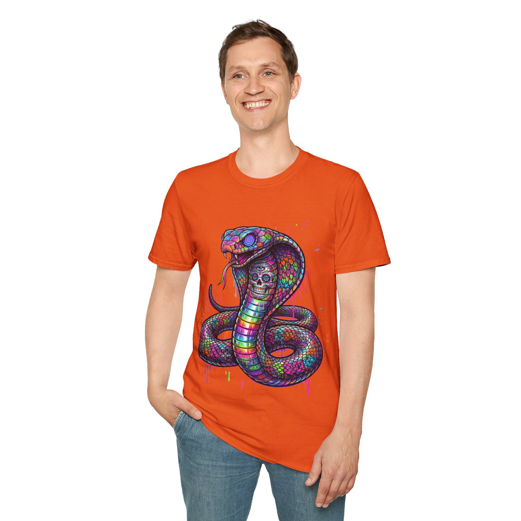 Vibrant Urban Snake Skull T-Shirt - Trendy Streetwear