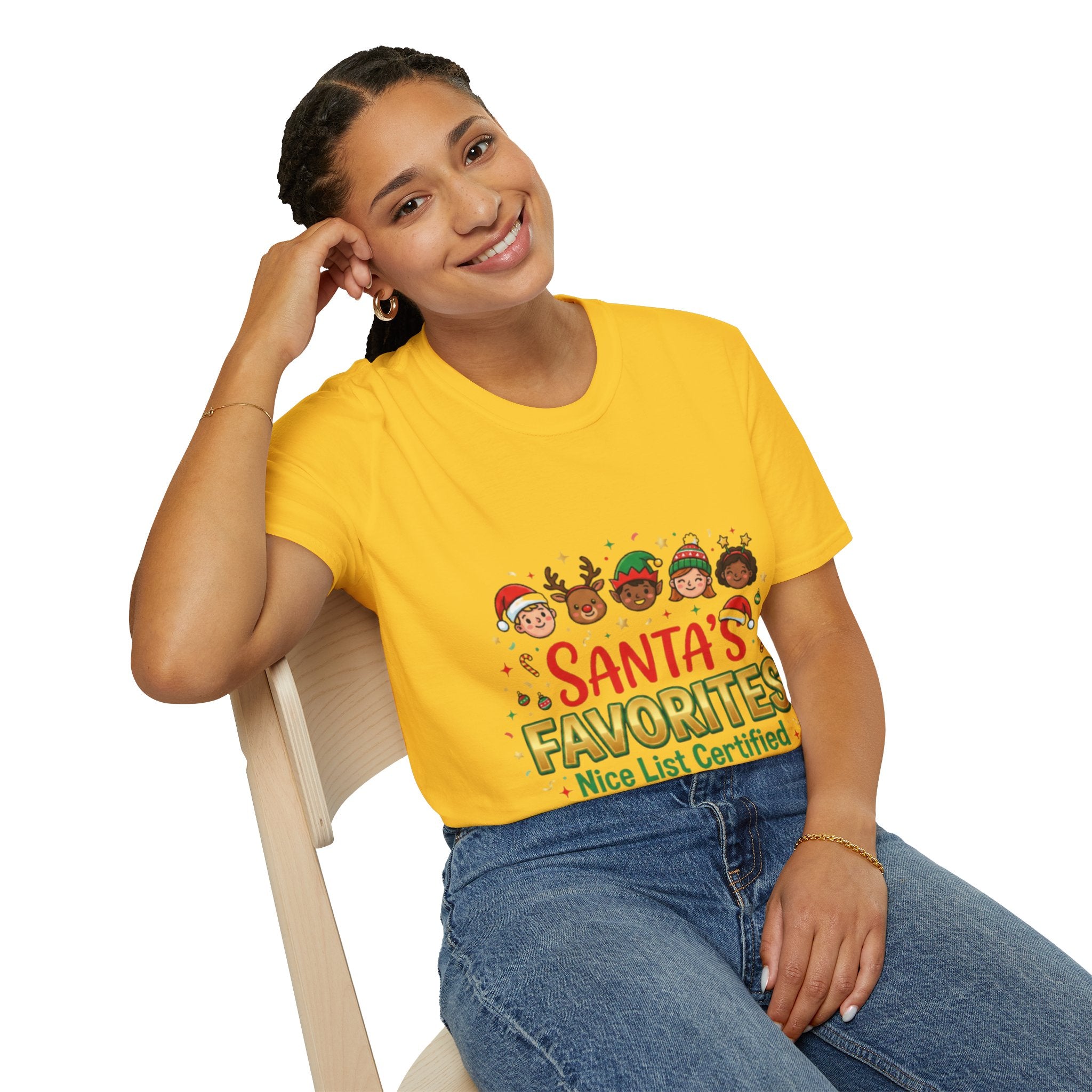 Santa's Favorites Crew T-shirt | Cute Matching Christmas Tee