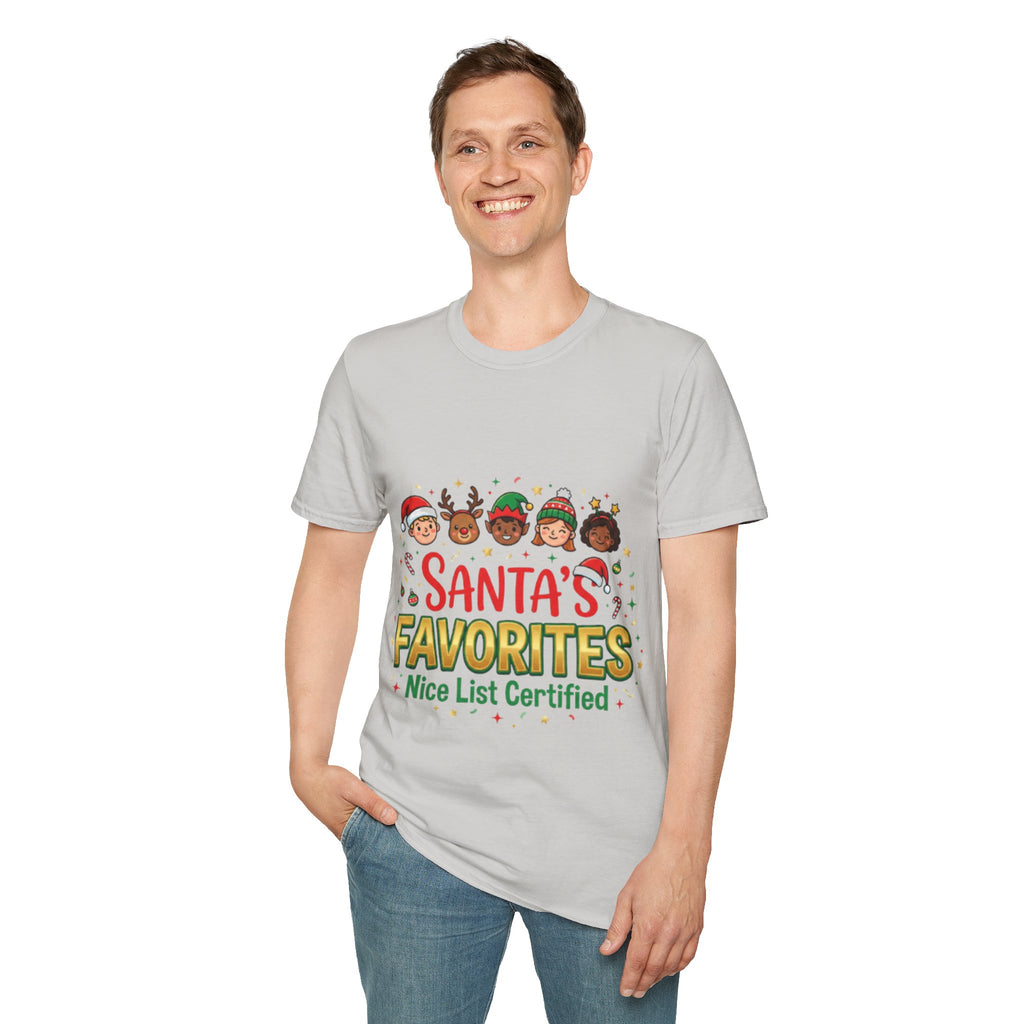 Santa's Favorites Crew T-shirt | Cute Matching Christmas Tee