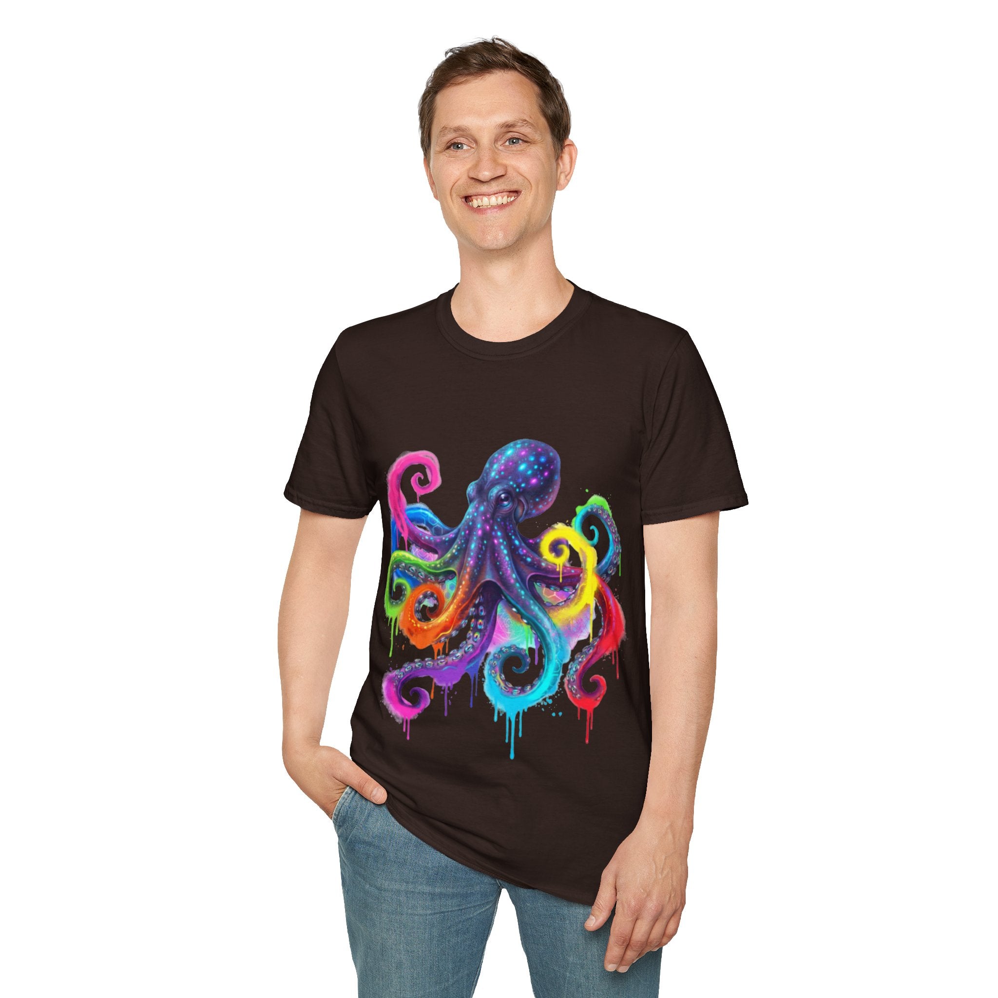 Vibrant Octopus Drip Tee - Urban Streetwear Trend