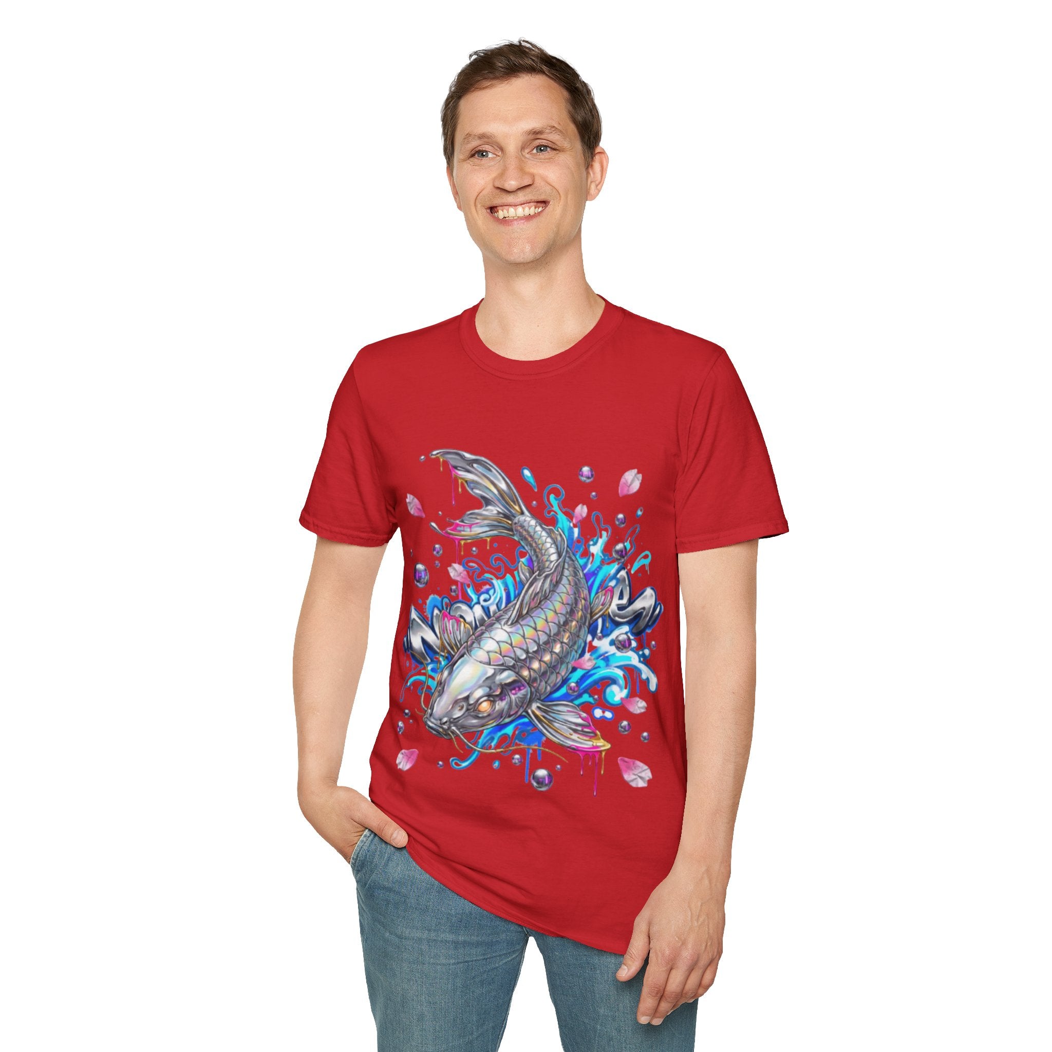 Trendy Holographic Koi T-Shirt for Urban Streetwear